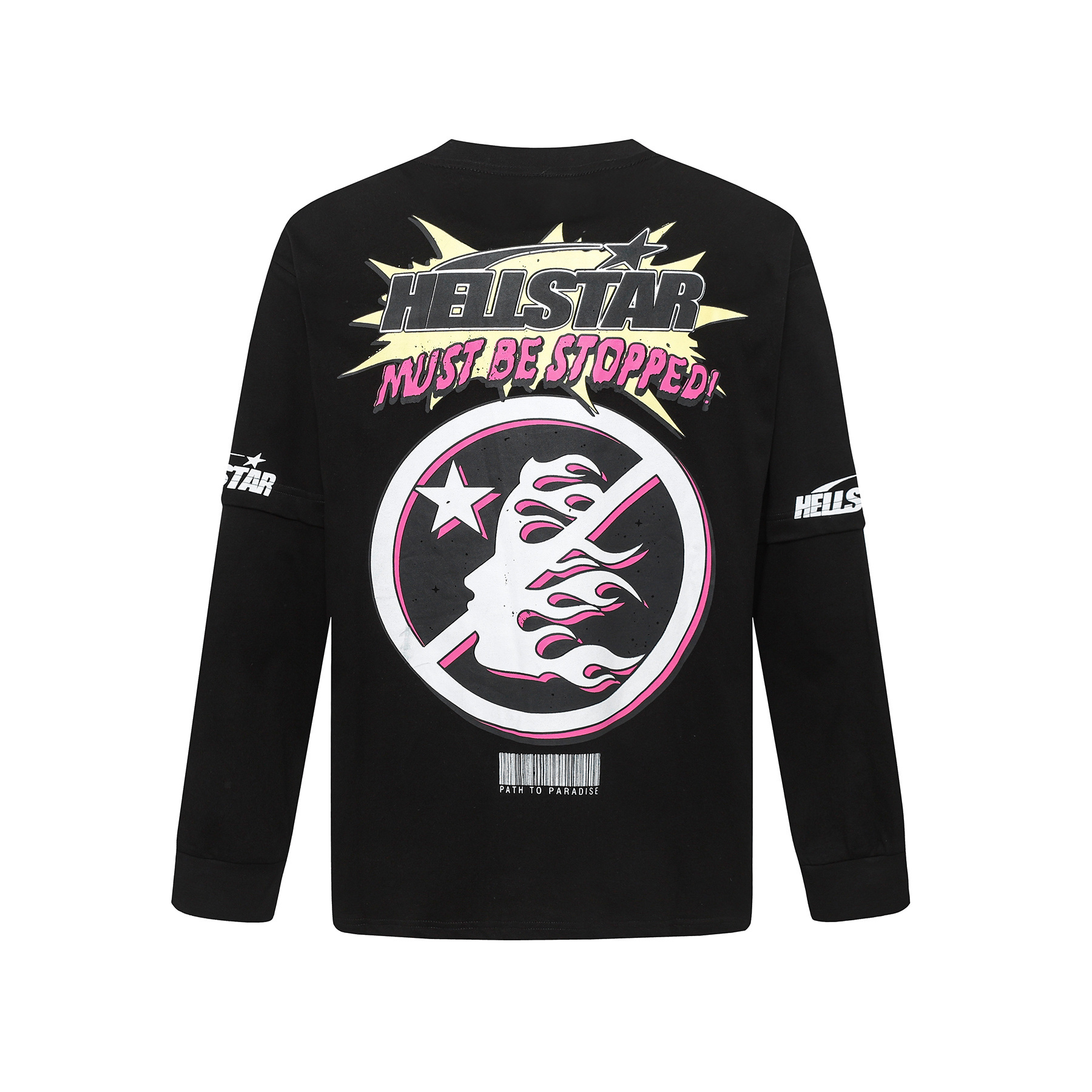 Hellstar Breaking News Long-Sleeve T-Shirt D3232 Black/White