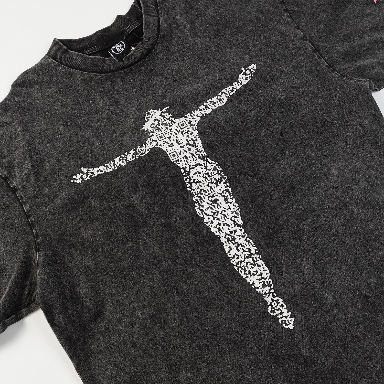 Hellstar Christ Long-Sleeve Washed Black T-Shirt D3102 Old Brick Red