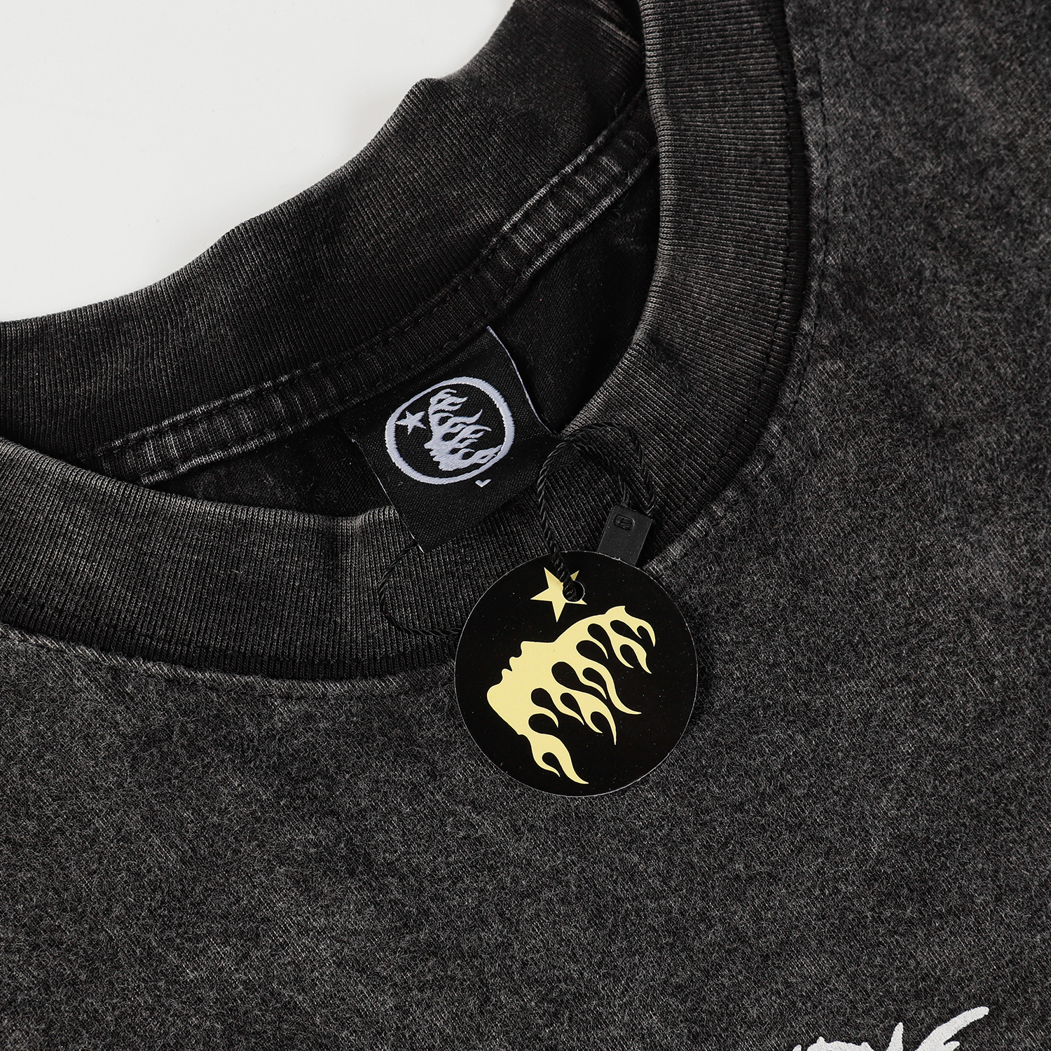 Hellstar Christ Long-Sleeve Washed Black T-Shirt D3102 Old Brick Red