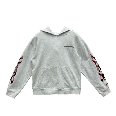 Chrome Hearts x Matty Boy Flames Hoodie 'Heather Grey' 02