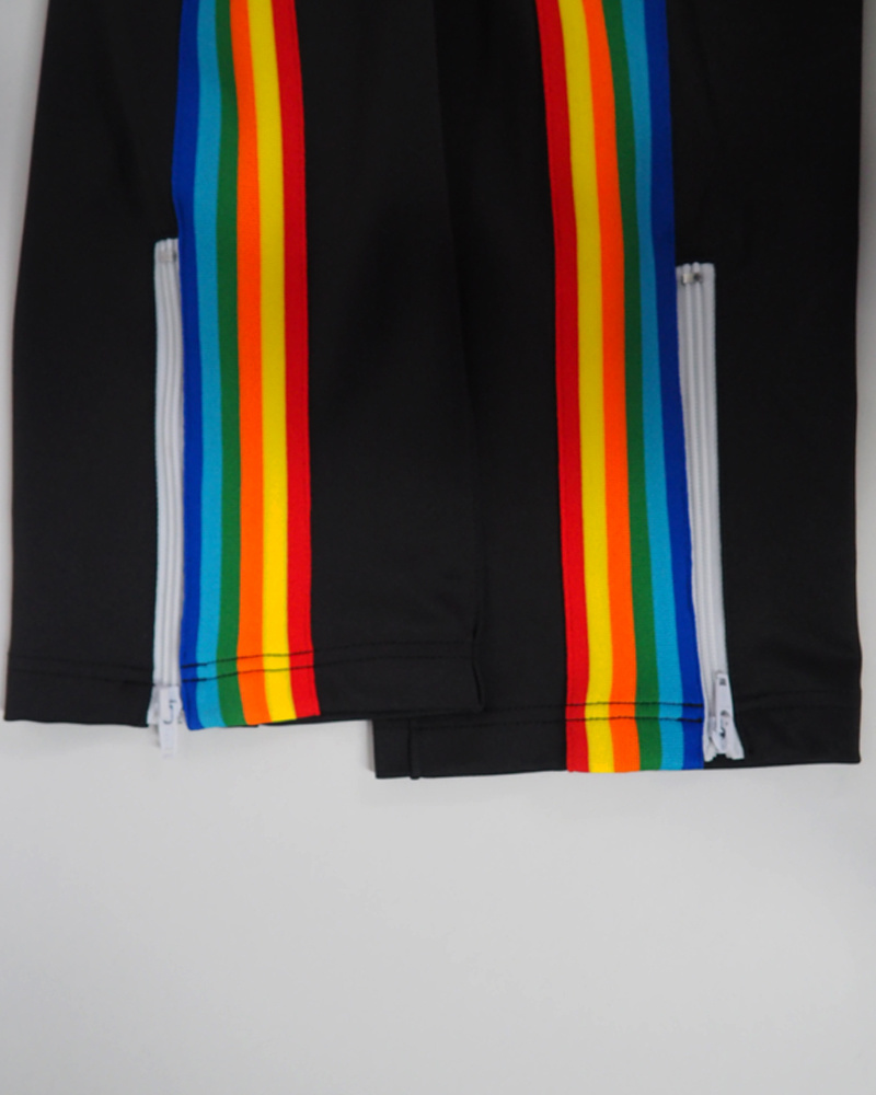 Palm Angels Zip-Up Striped Rainbow Classic Track Jacket & Pants Set Black