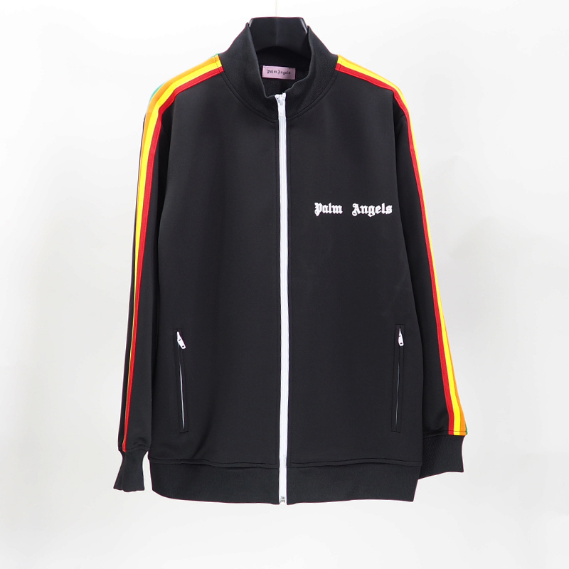 Palm Angels Zip-Up Striped Rainbow Classic Track Jacket & Pants Set Black