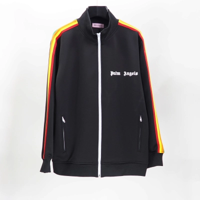 Palm Angels Zip-Up Striped Rainbow Classic Track Jacket & Pants Set Black 02