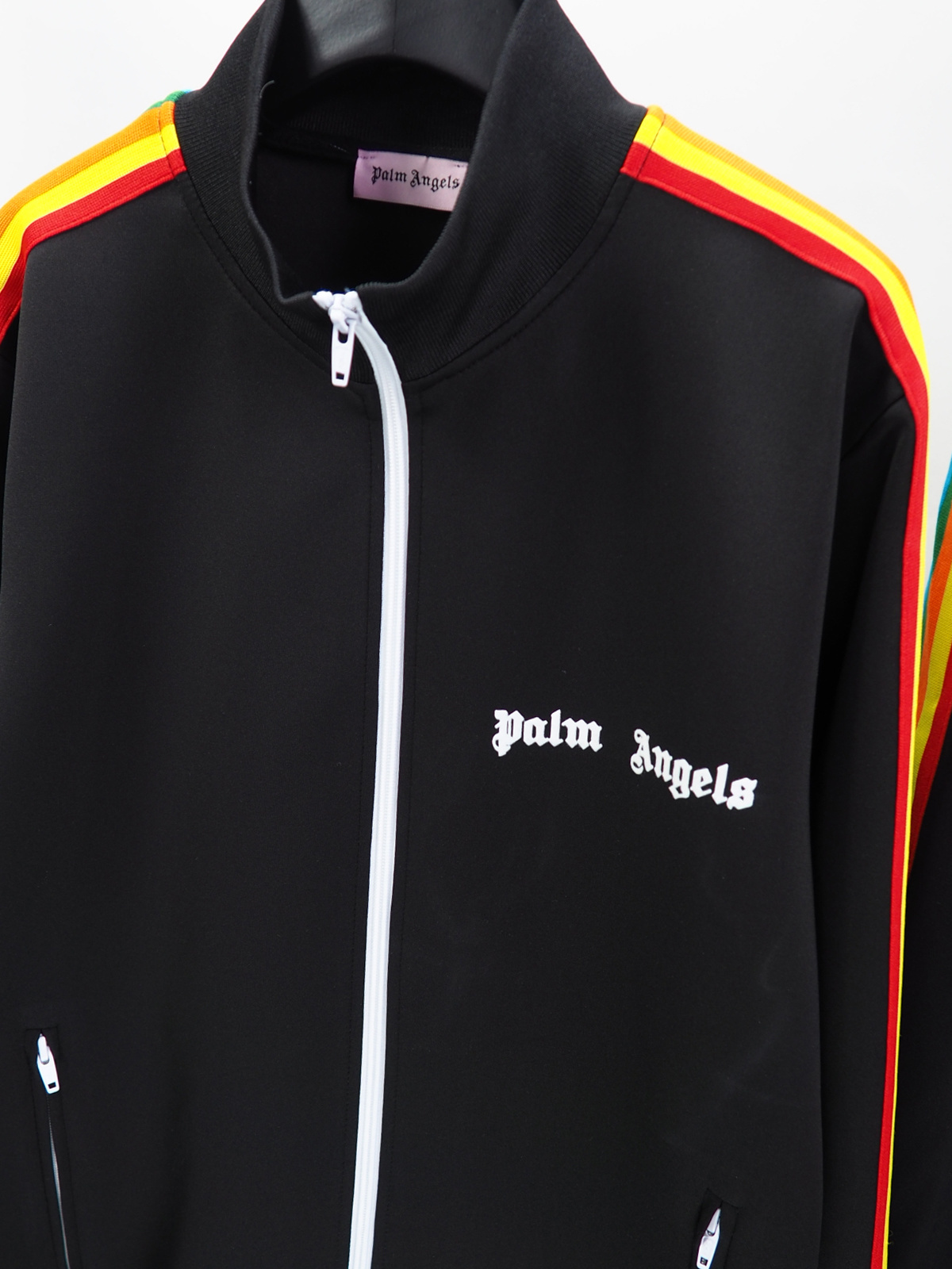 Palm Angels Zip-Up Striped Rainbow Classic Track Jacket & Pants Set Black