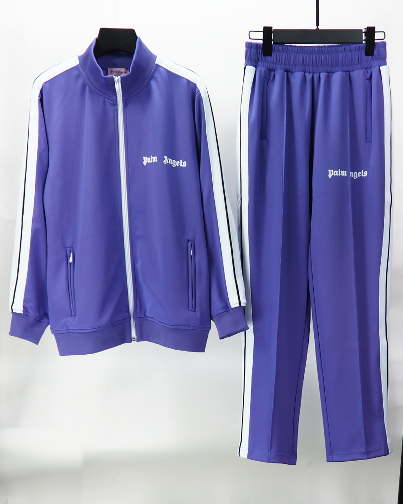 Palm Angels Zip-Up Classic Track Jacket & Pants Set Dark Purple