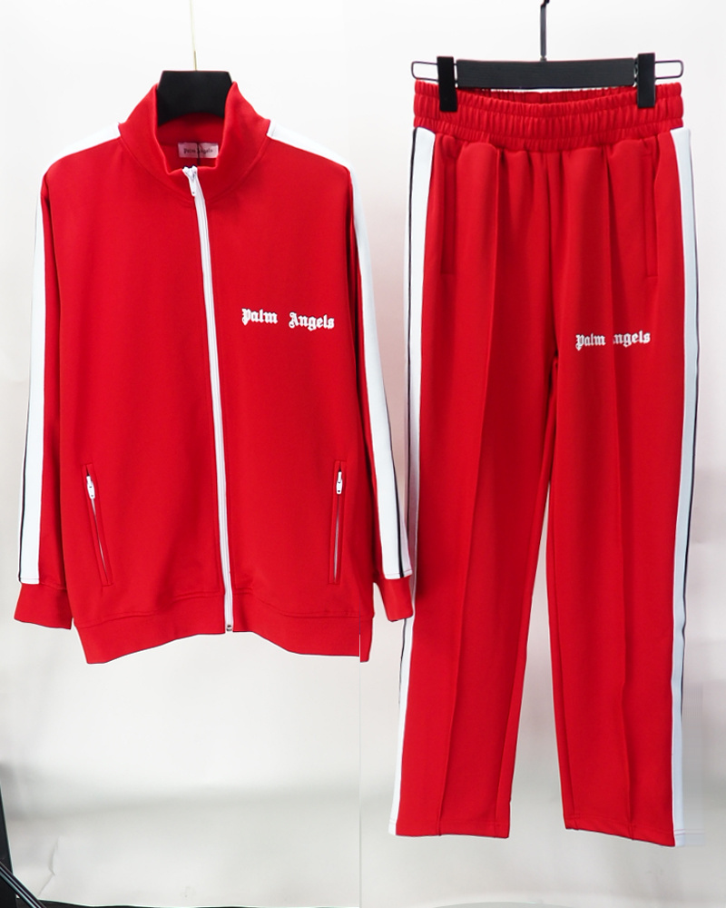 Palm Angels Zip-Up Classic Track Jacket & Pants Set Red