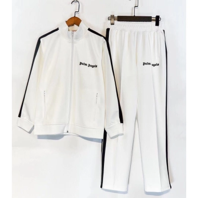 Palm Angels Zip-Up Classic Track Jacket & Pants Set White 01