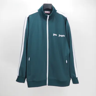 Palm Angels Zip-Up Classic Track Jacket & Pants Set Dark Green 01