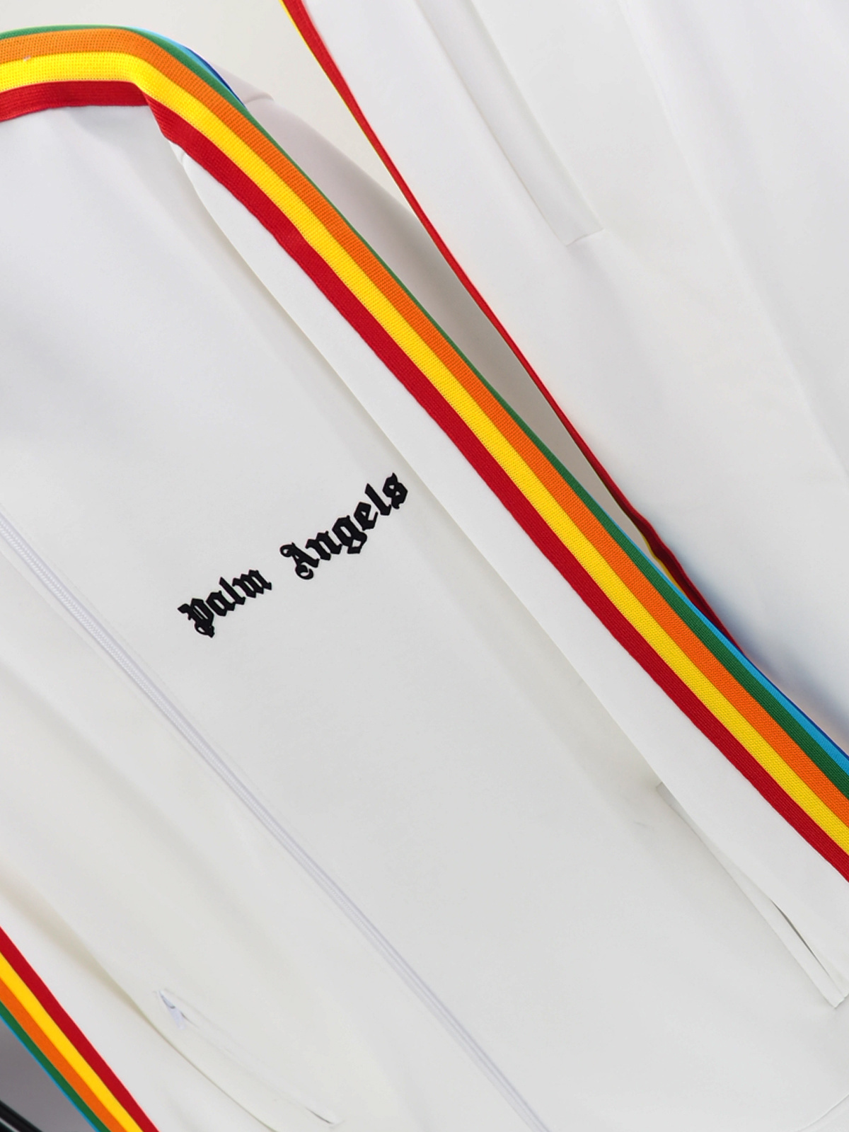Palm Angels Zip-Up Striped Rainbow Classic Track Jacket & Pants Set White