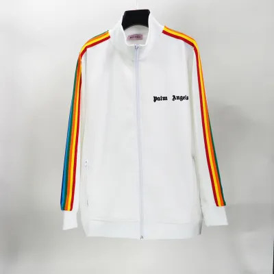 Palm Angels Zip-Up Striped Rainbow Classic Track Jacket & Pants Set White 02