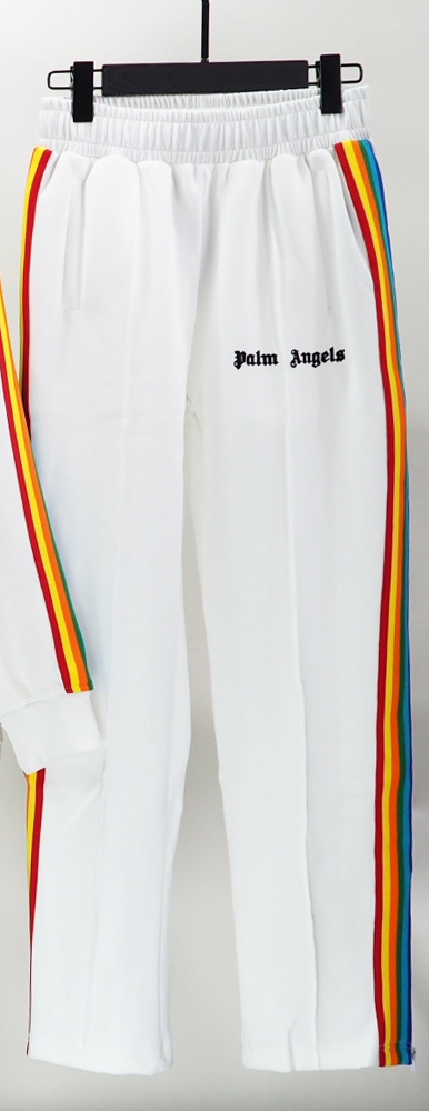 Palm Angels Zip-Up Striped Rainbow Classic Track Jacket & Pants Set White