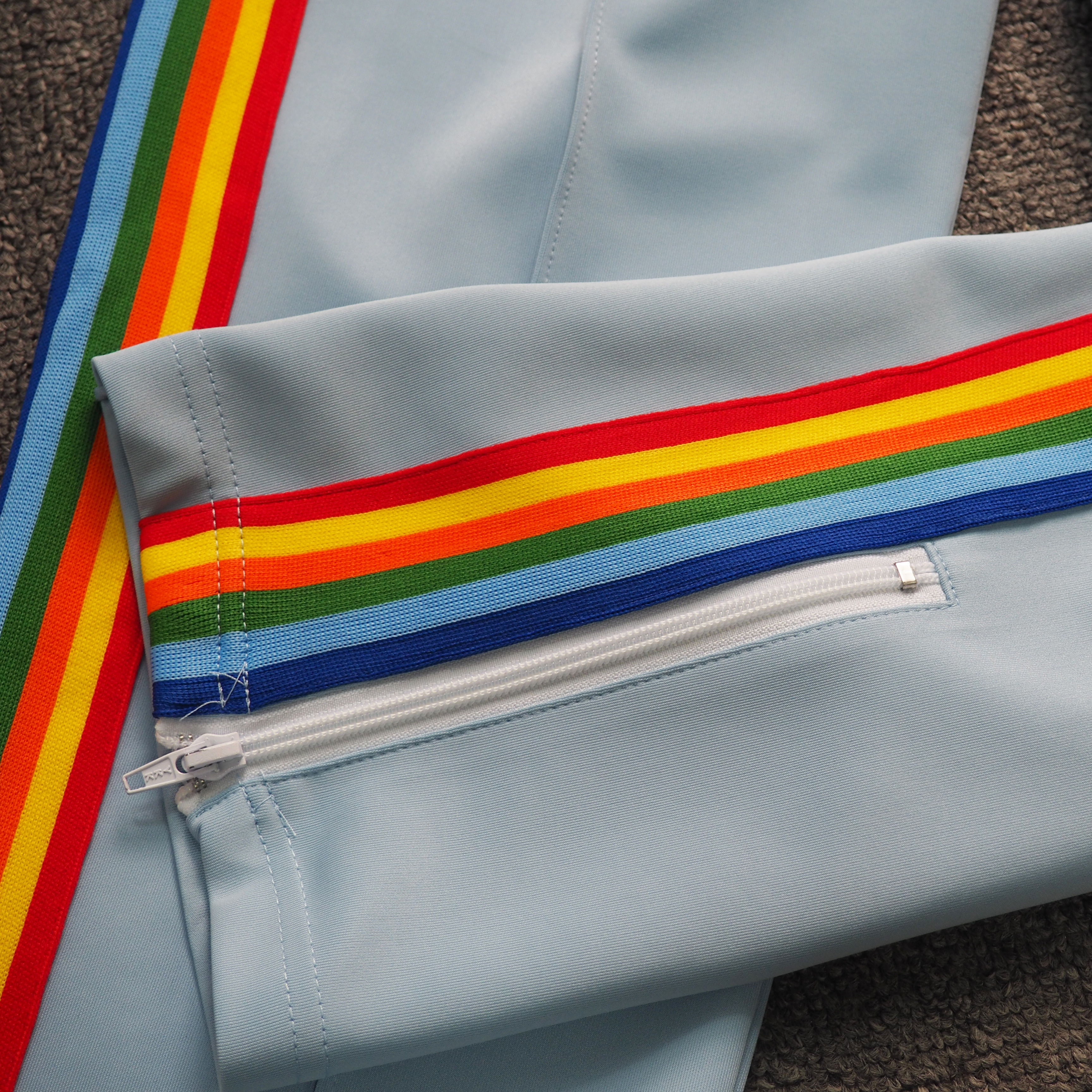 Palm Angels Zip-Up Striped Rainbow Classic Track Jacket & Pants Set Light Orchid