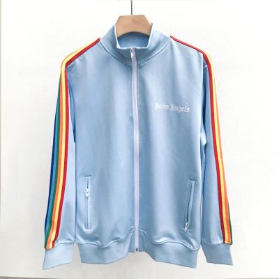 Palm Angels Zip-Up Striped Rainbow Classic Track Jacket & Pants Set Light Orchid 01