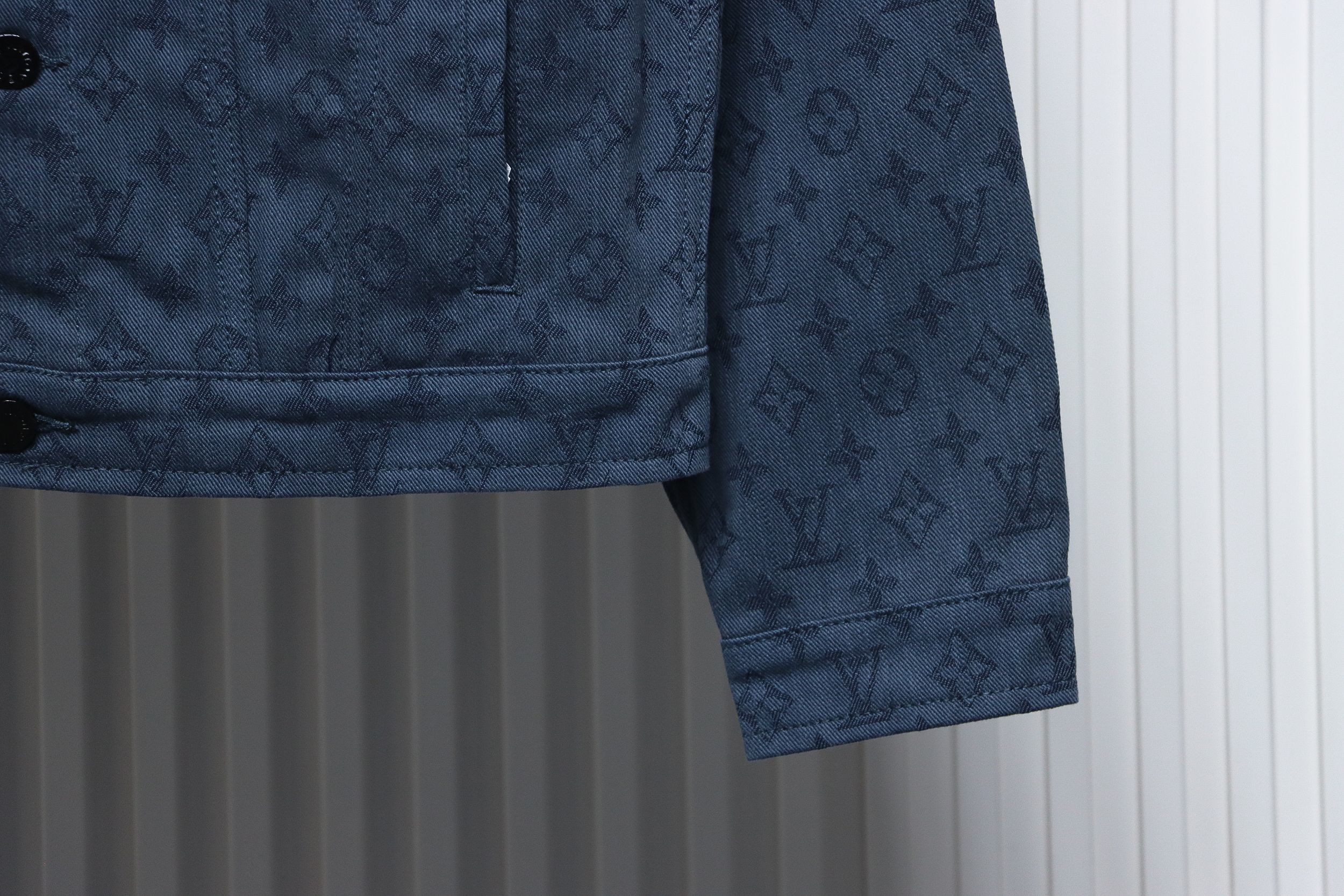 Louis Vuitton Classic Navy Blue Jacquard Work Denim Jacket