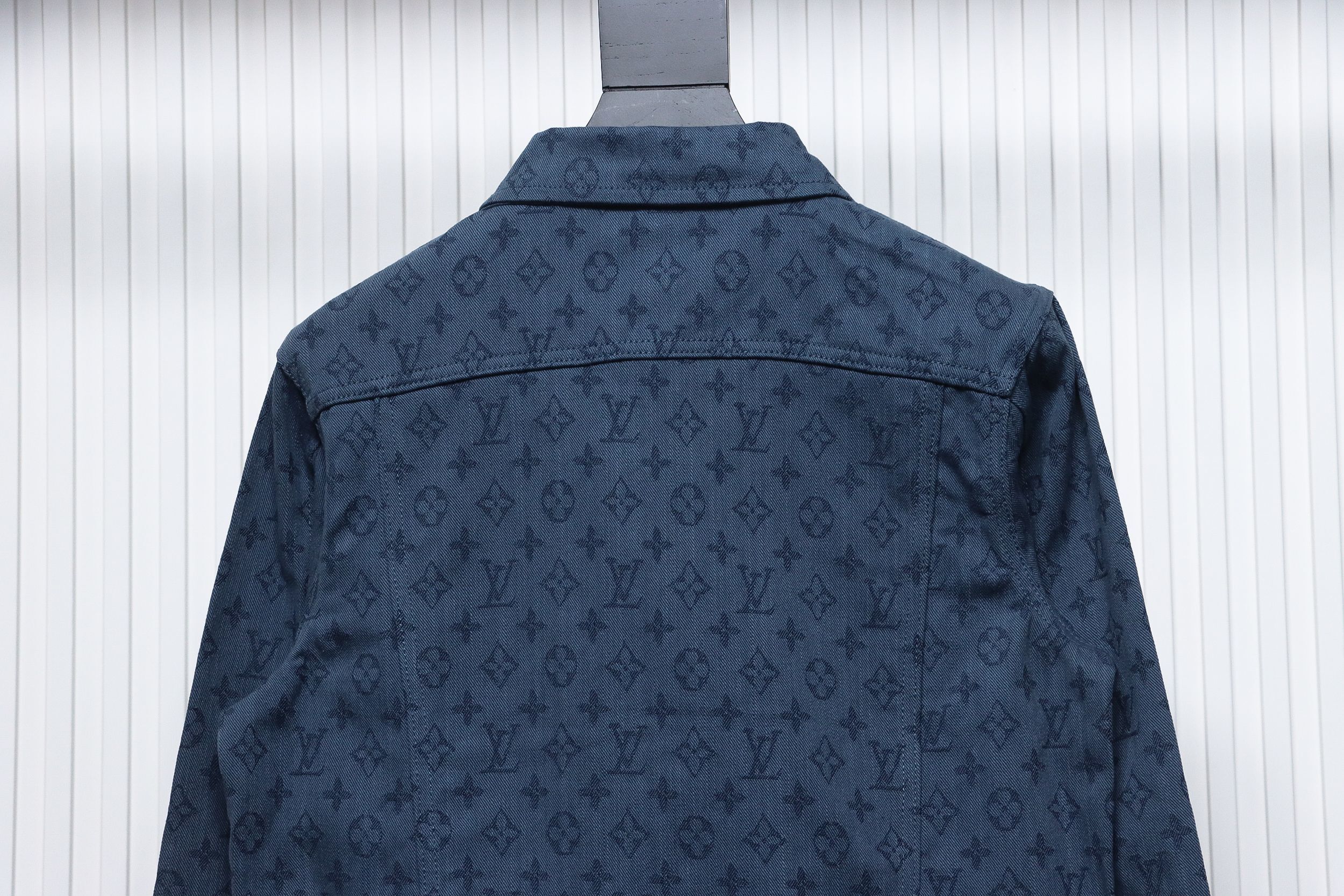 Louis Vuitton Classic Navy Blue Jacquard Work Denim Jacket