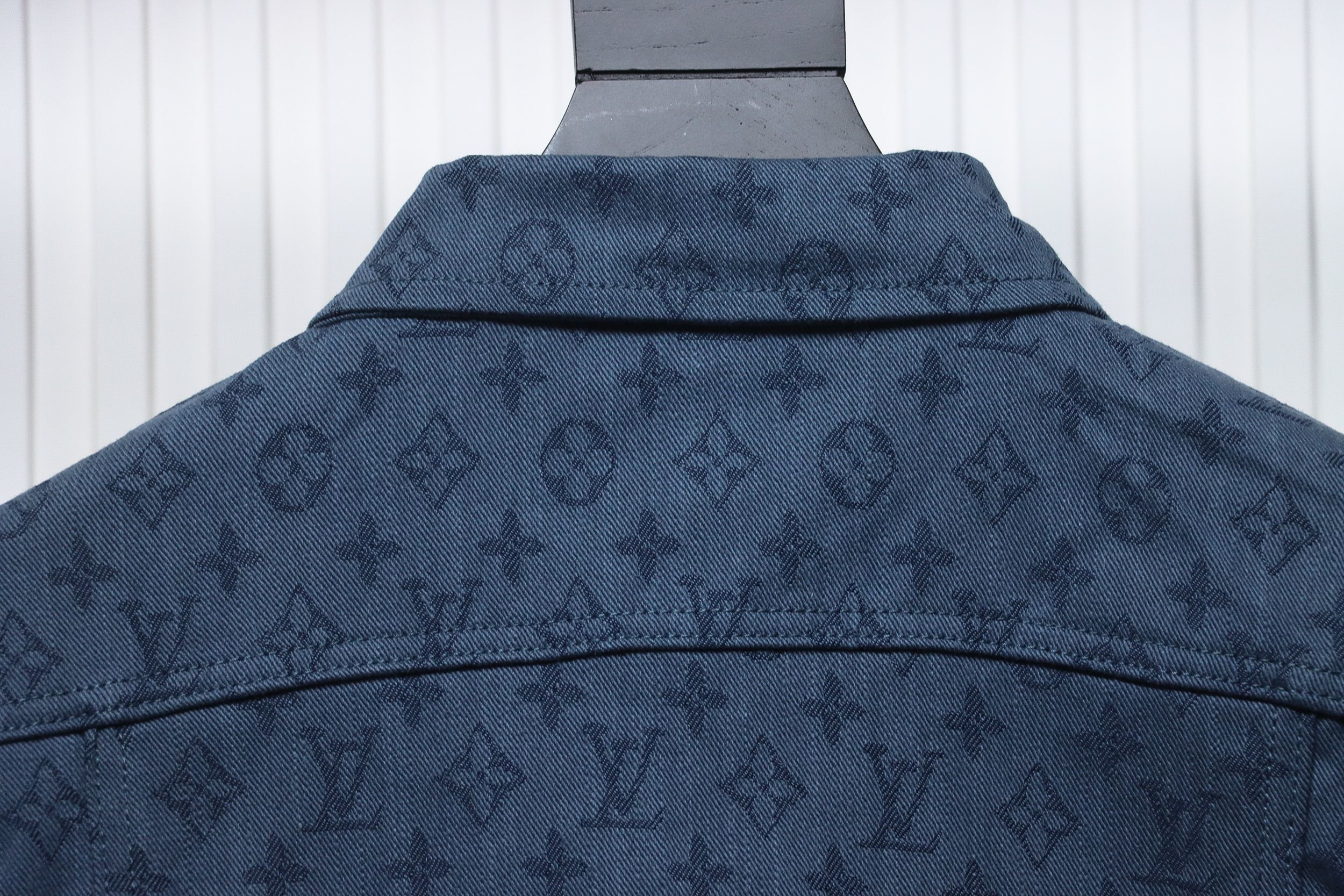 Louis Vuitton Classic Navy Blue Jacquard Work Denim Jacket