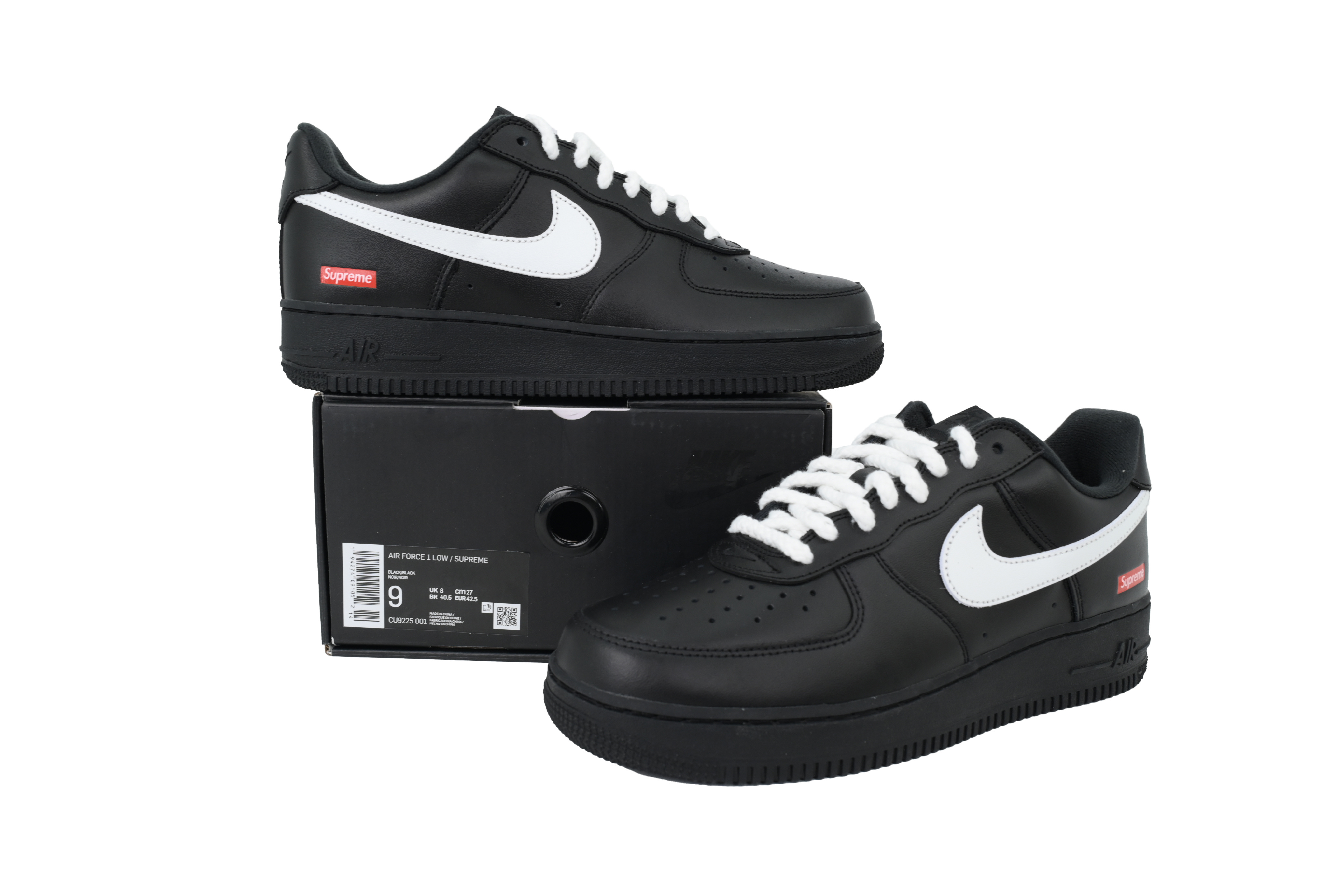 Nike Supreme x Air Force 1 Low Black Warrior Black And White CU9225-001