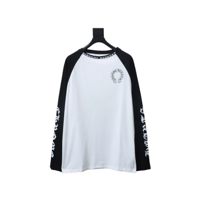 Chrome Hearts Horseshoe Neck Logo Long-Sleeve T-Shirt 'Black/White' 01