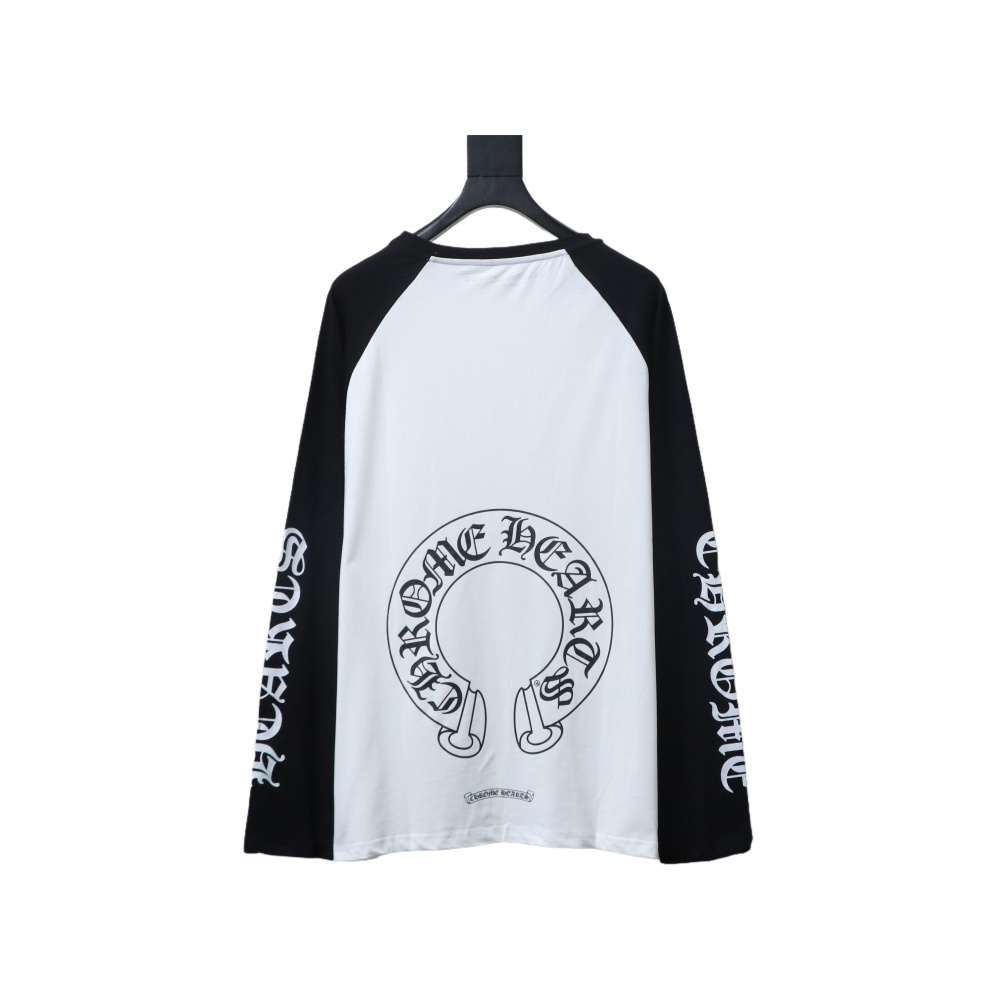 Chrome Hearts Horseshoe Neck Logo Long-Sleeve T-Shirt 'Black/White'