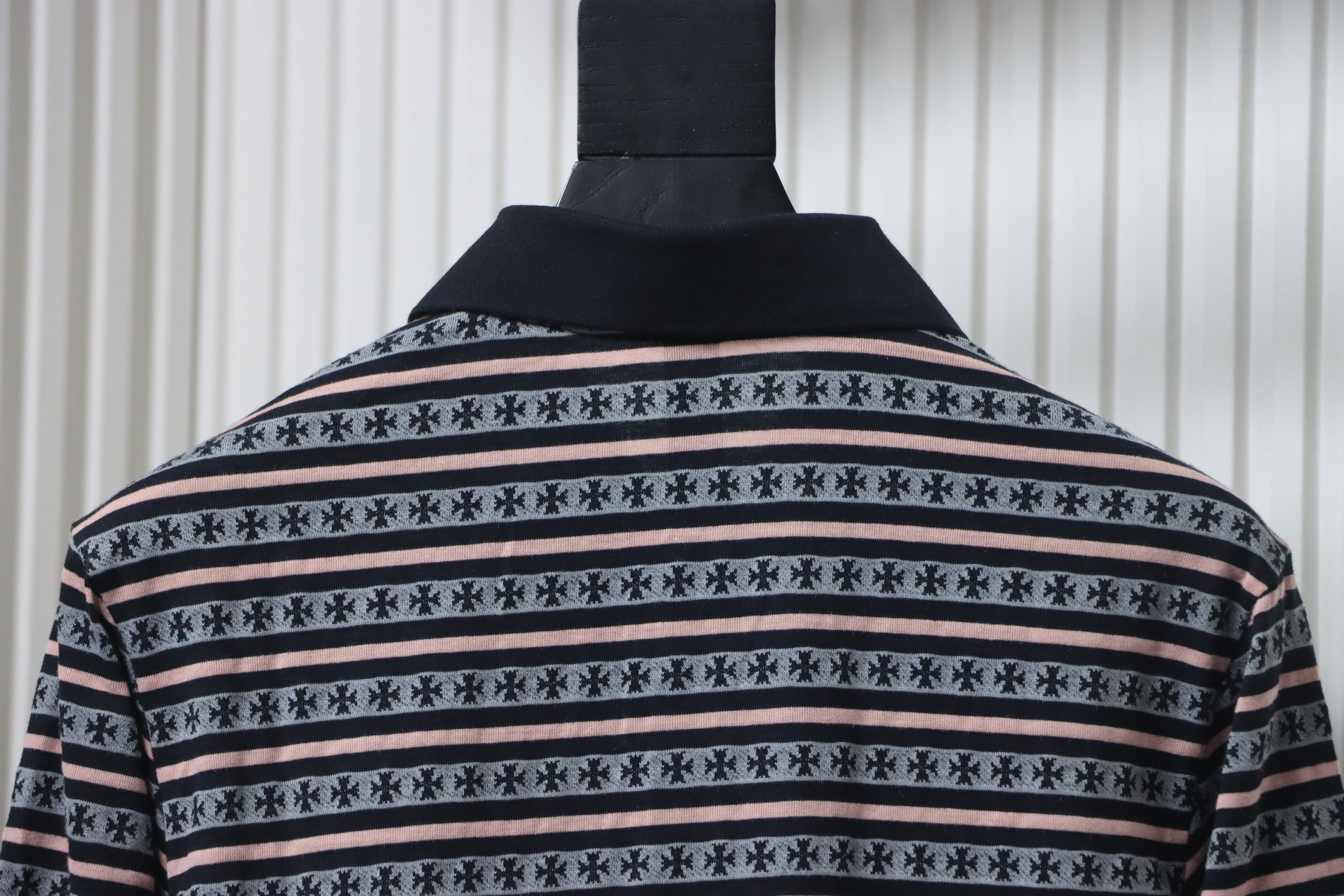 Chrome Hearts Matty Boy Teens From Mars Rugby Long Sleeve Stripe Polo Shirt Black Gray