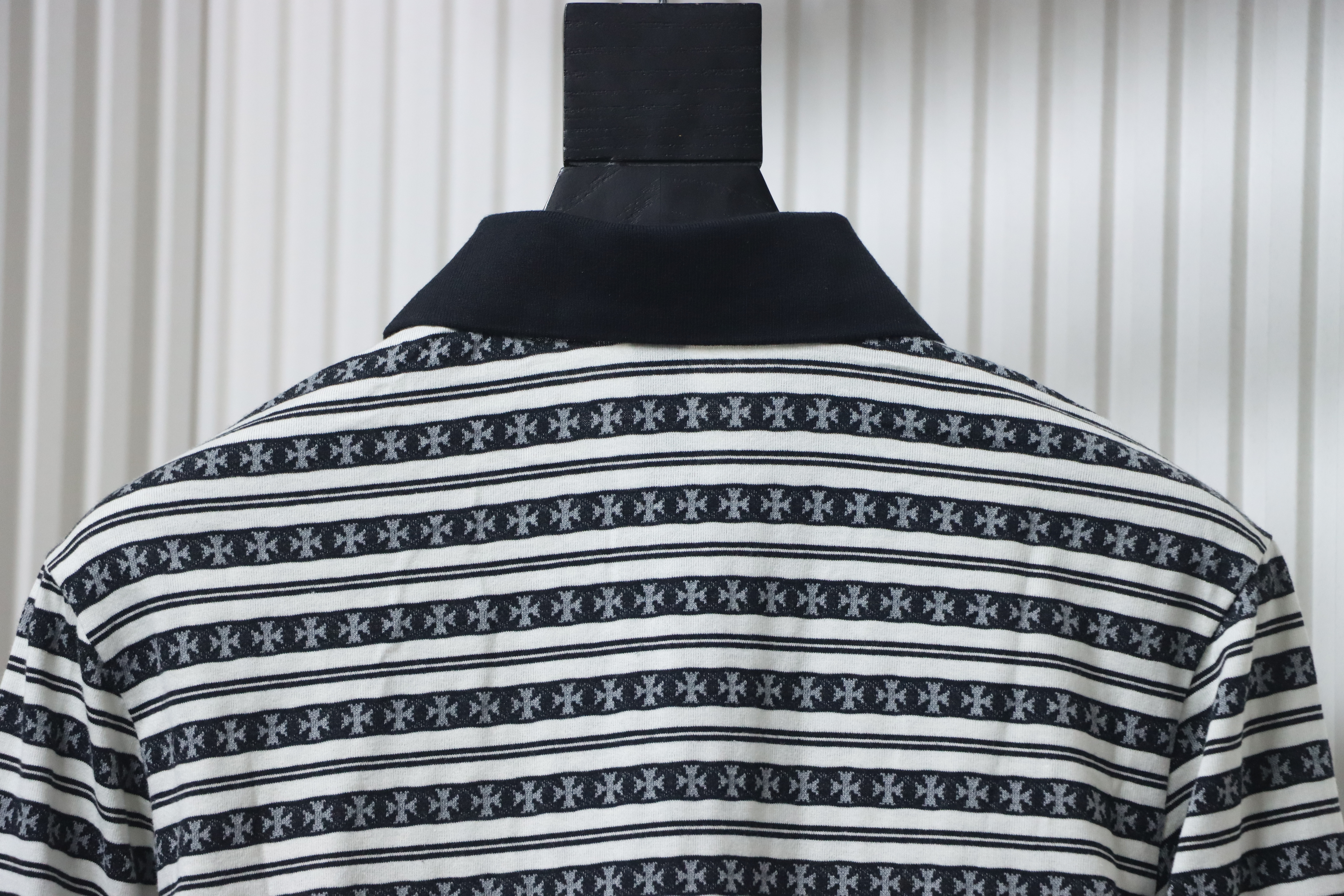 Chrome Hearts Matty Boy Teens From Mars Rugby Long Sleeve Stripe Polo Shirt Black White