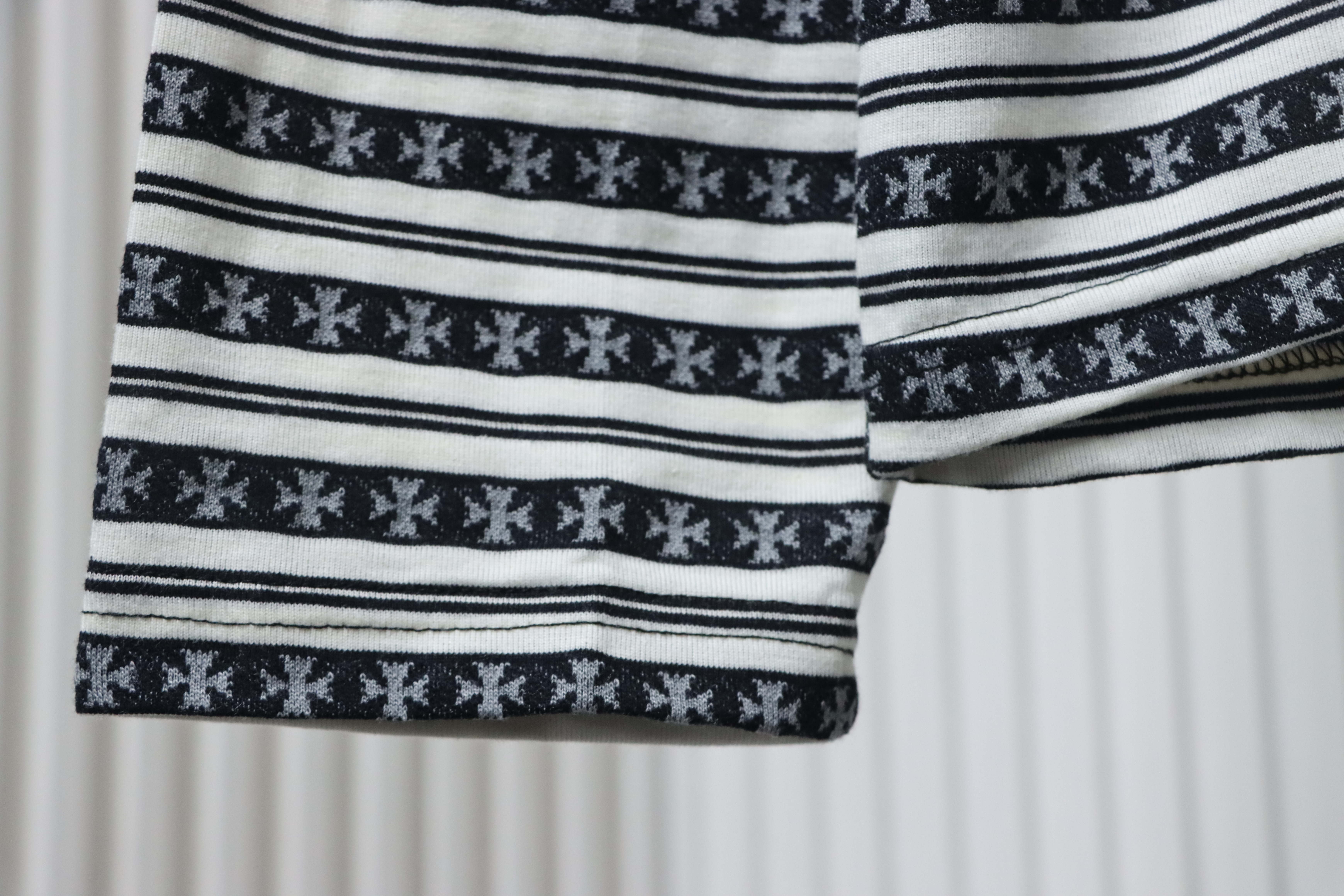 Chrome Hearts Matty Boy Teens From Mars Rugby Long Sleeve Stripe Polo Shirt Black White