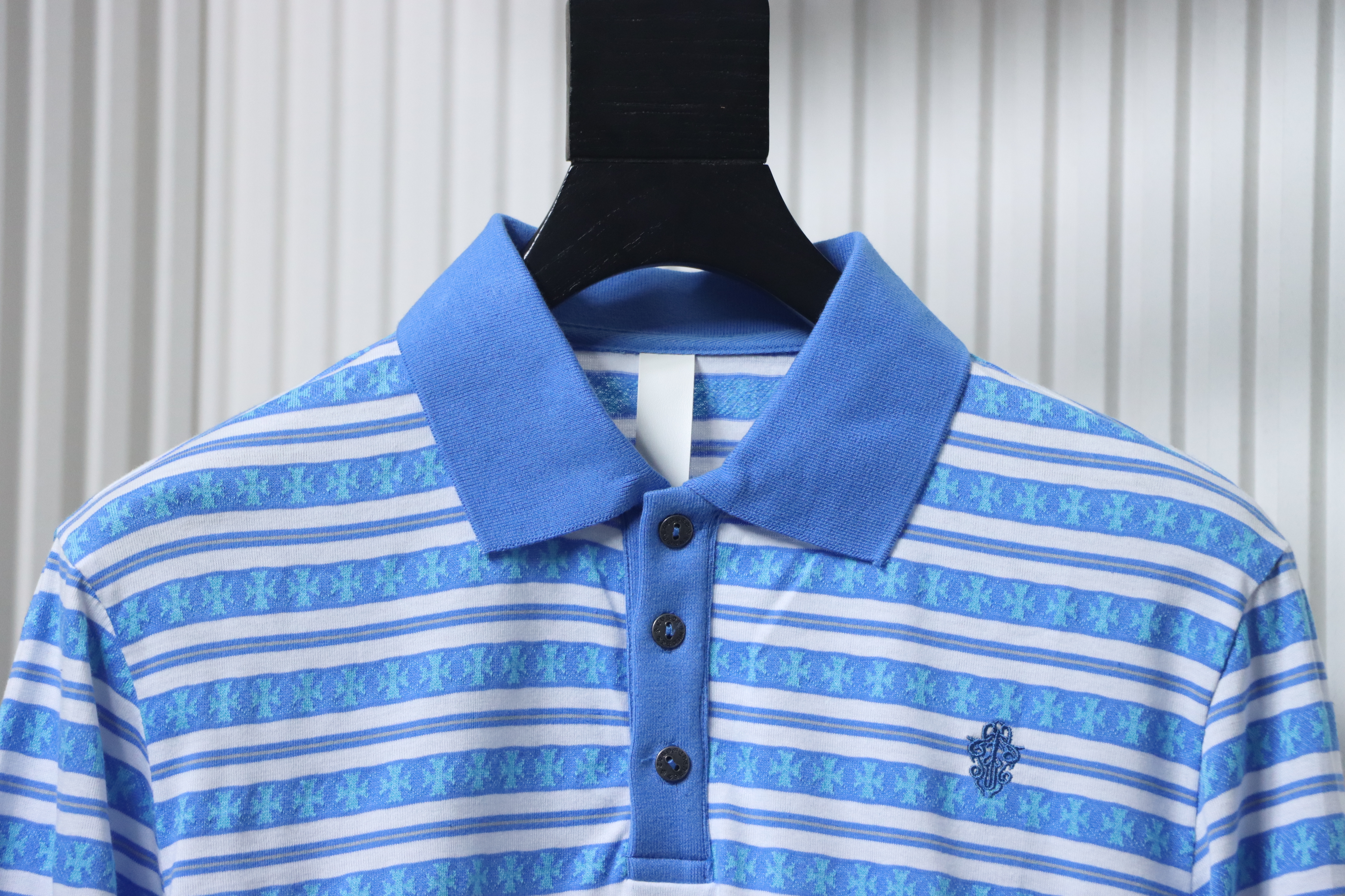 Chrome Hearts Matty Boy Teens From Mars Rugby Long Sleeve Stripe Polo Shirt Blue