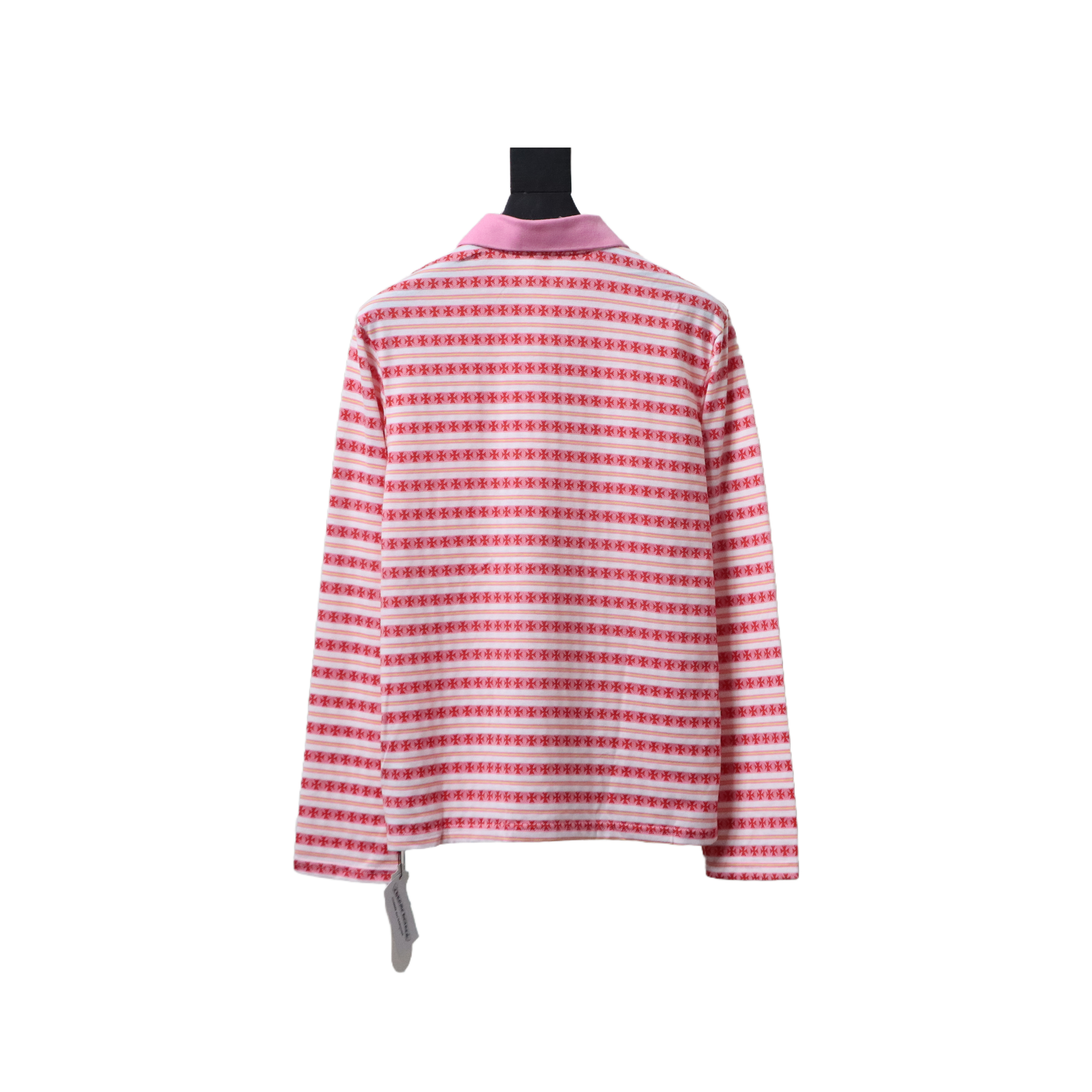 Chrome Hearts Matty Boy Teens From Mars Rugby Long Sleeve Stripe Polo Shirt Pink
