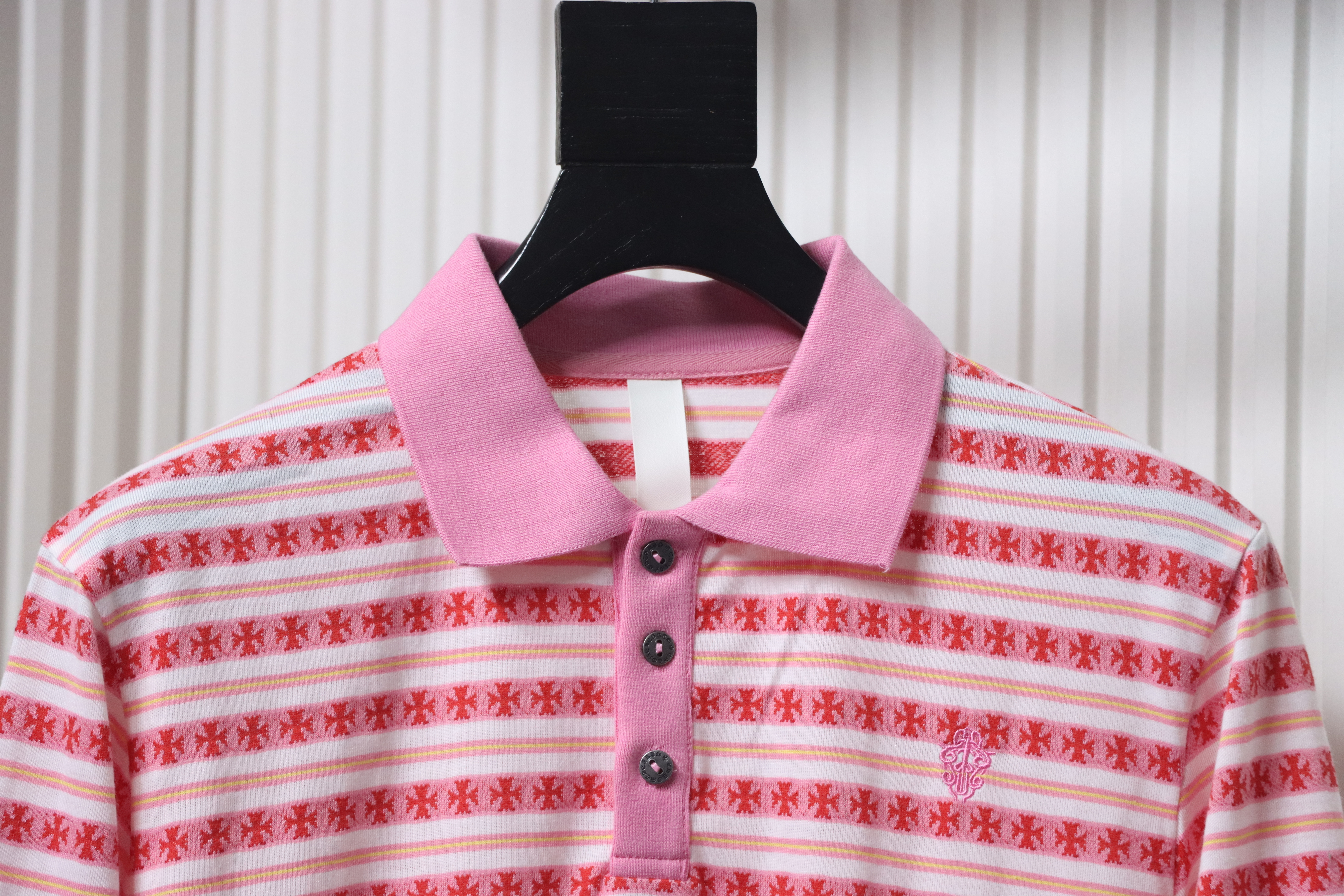 Chrome Hearts Matty Boy Teens From Mars Rugby Long Sleeve Stripe Polo Shirt Pink