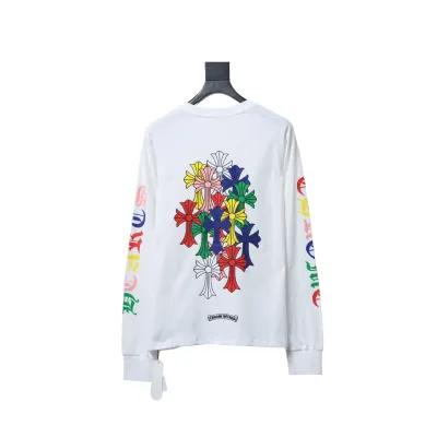 Chrome Hearts Multi Color Cross Logo Long Sleeves T-shirt White 01