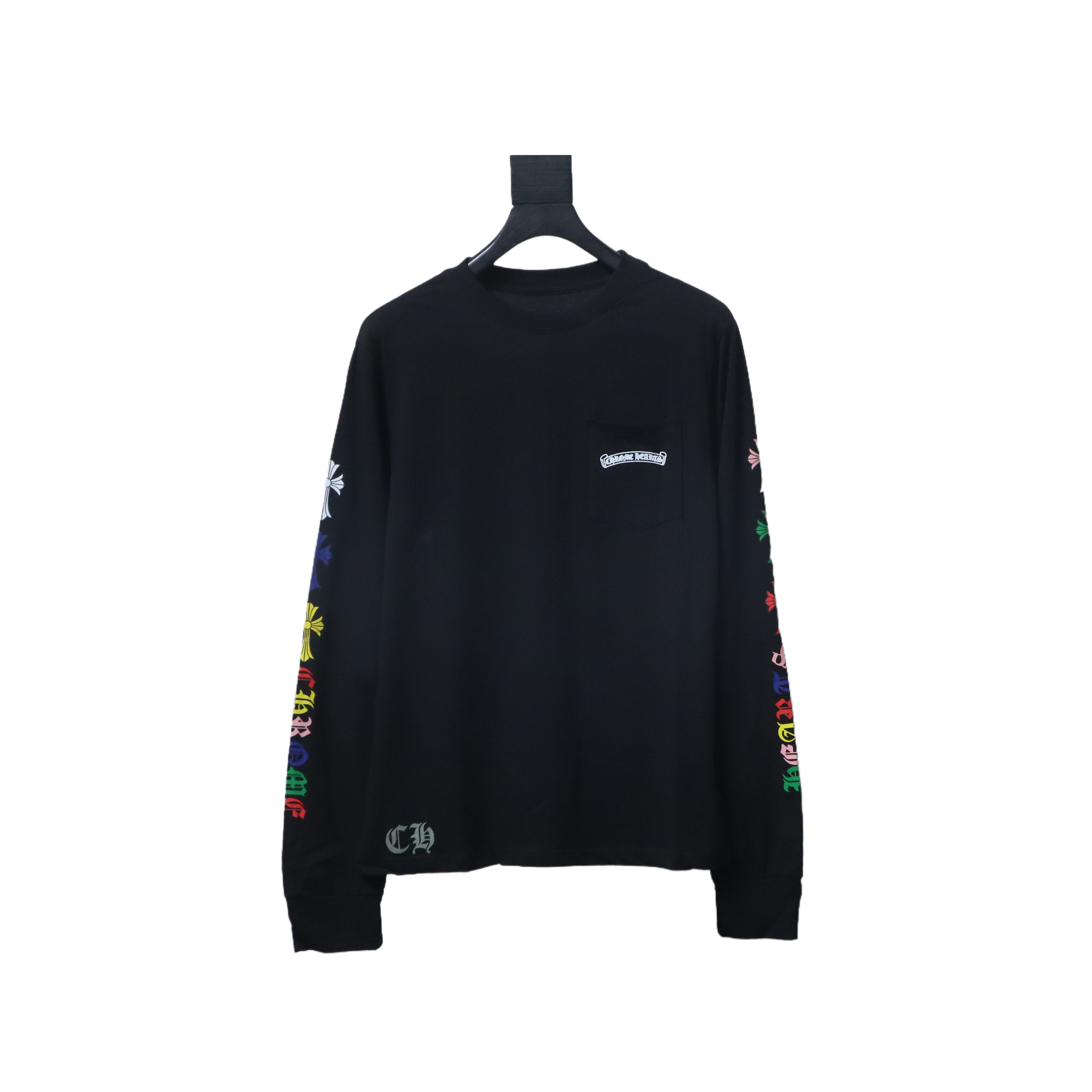 Chrome Hearts Multicolor Scroll Printed Logo Long Sleeves T-shirt Black