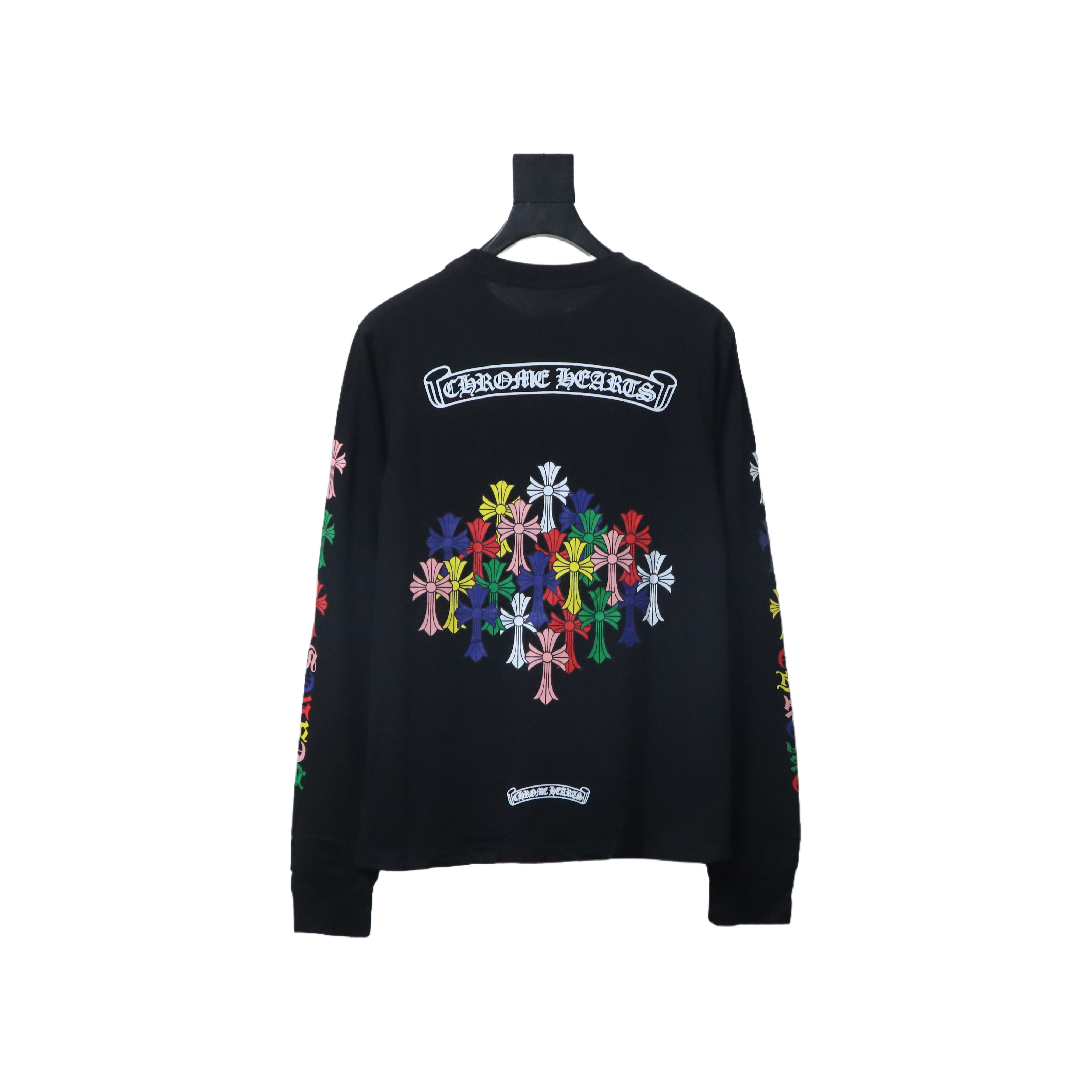 Chrome Hearts Multicolor Scroll Printed Logo Long Sleeves T-shirt Black