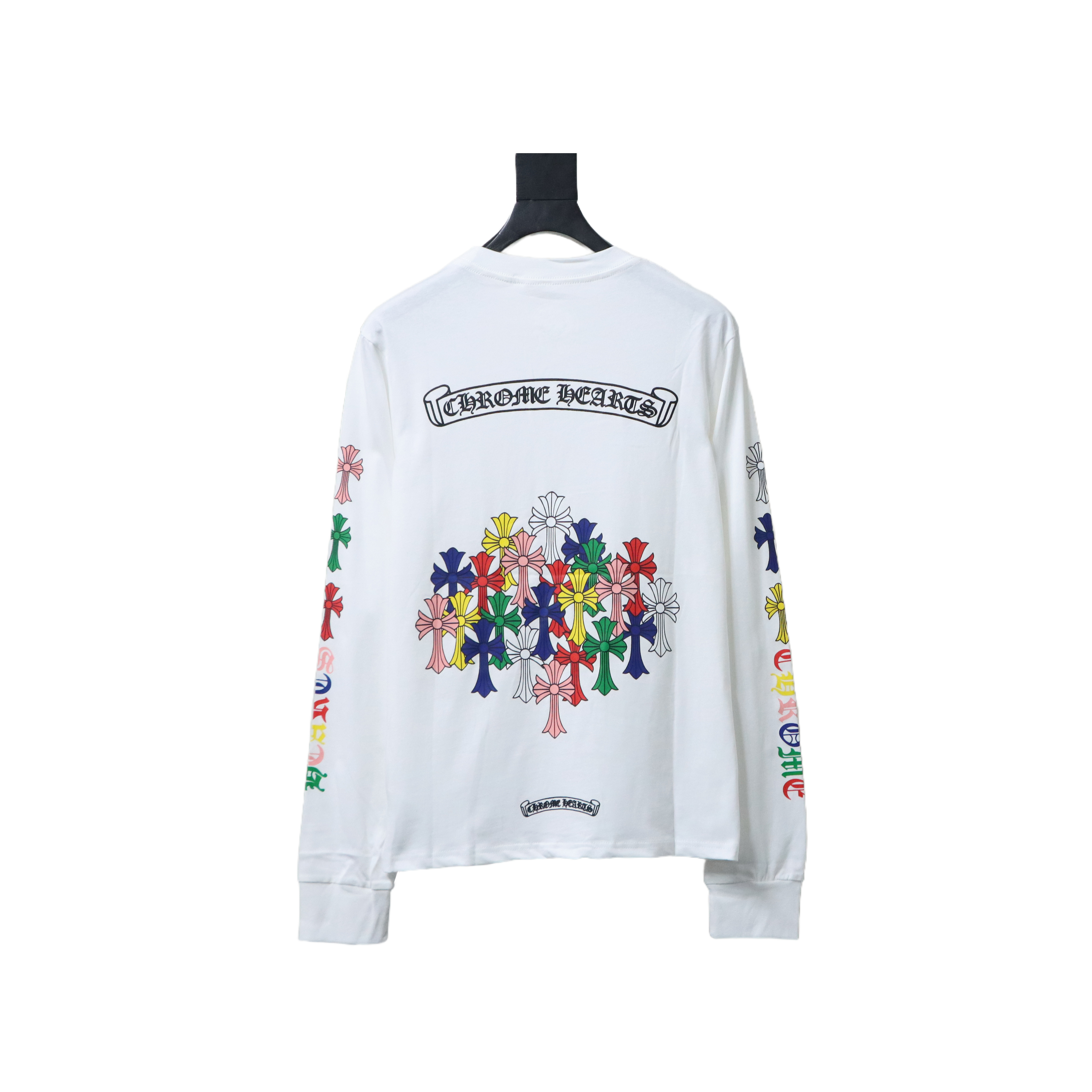 Chrome Hearts Multicolor Scroll Printed Logo Long Sleeves T-shirt White