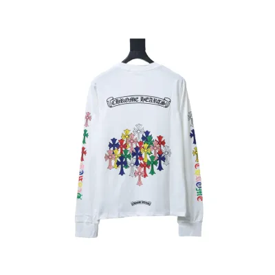 Chrome Hearts Multicolor Scroll Printed Logo Long Sleeves T-shirt White 01