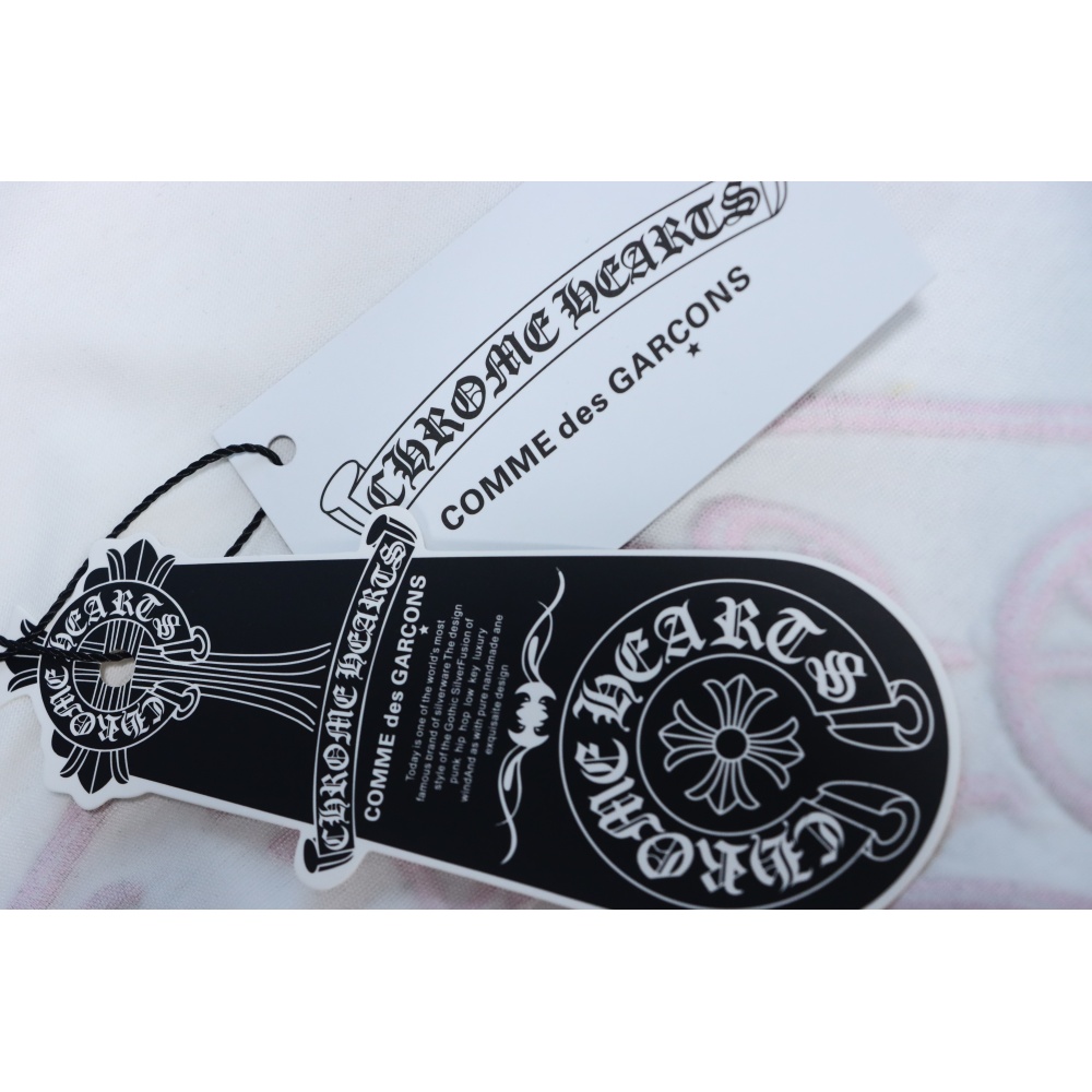 Chrome Hearts Pink Cross Embroidery Long Sleeve Shirt  Black And White