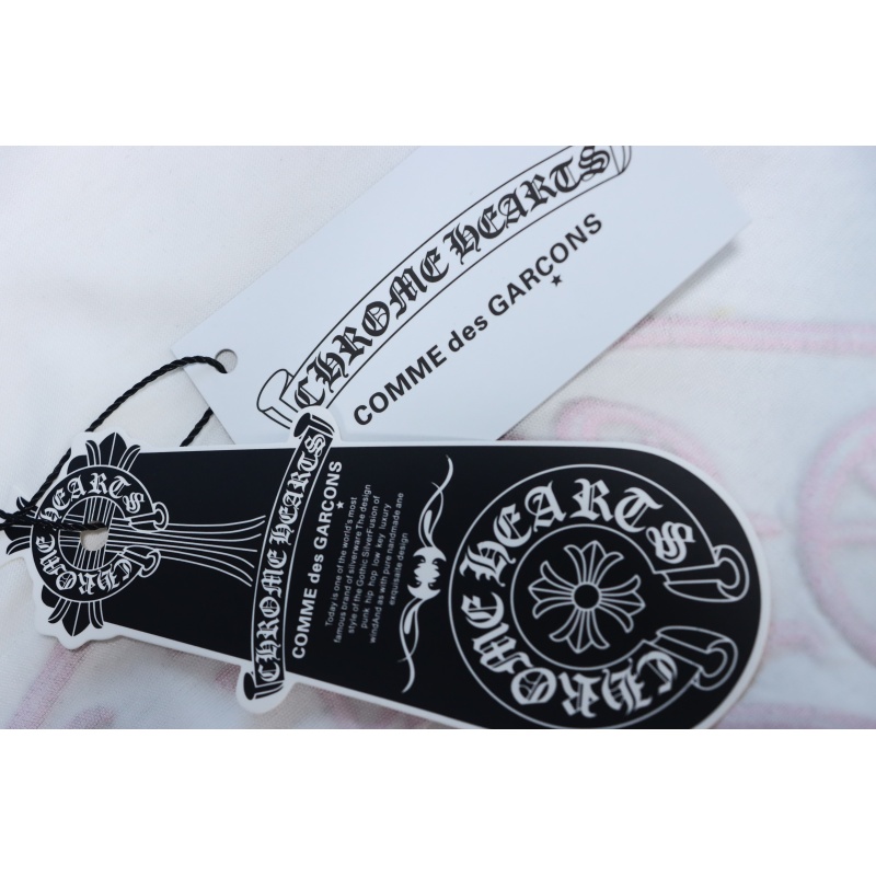 Chrome Hearts Pink Cross Embroidery Long Sleeve Shirt  Black And White