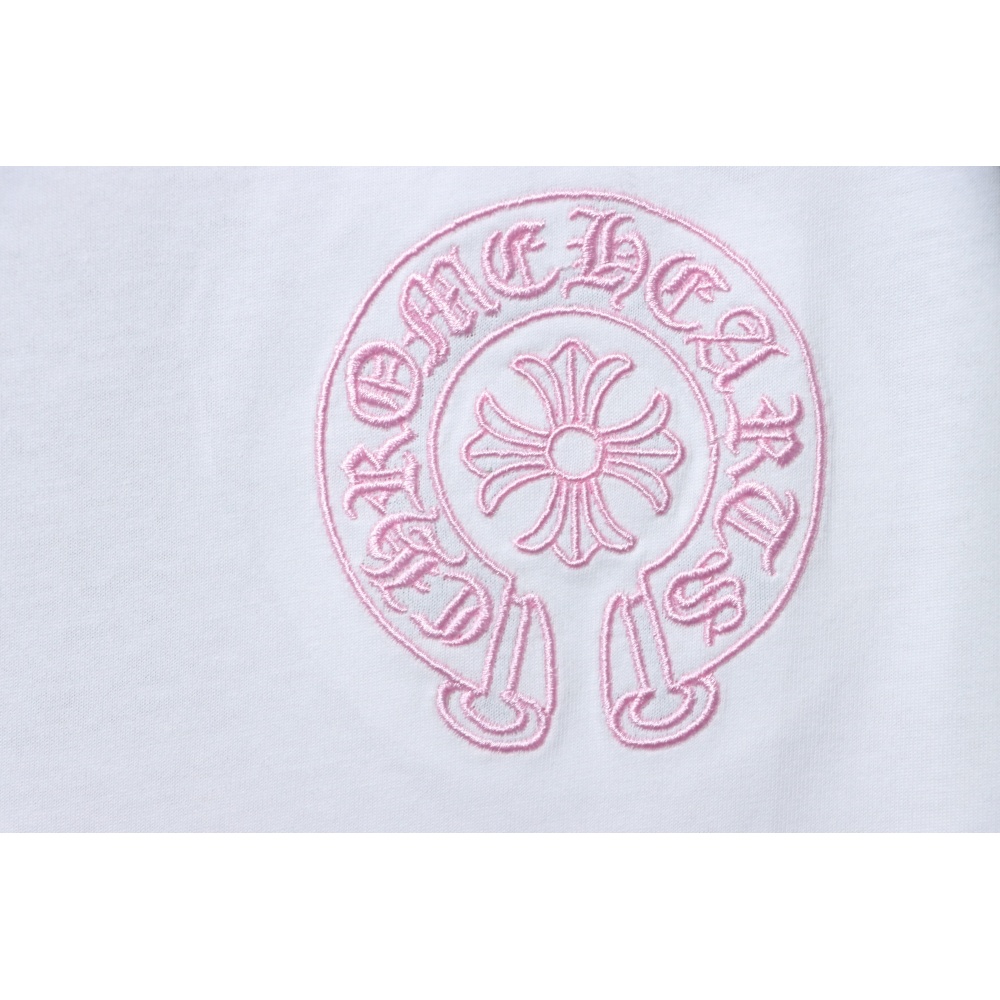 Chrome Hearts Pink Cross Embroidery Long Sleeve Shirt  Black And White