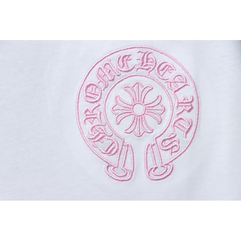 Chrome Hearts Pink Cross Embroidery Long Sleeve Shirt  Black And White
