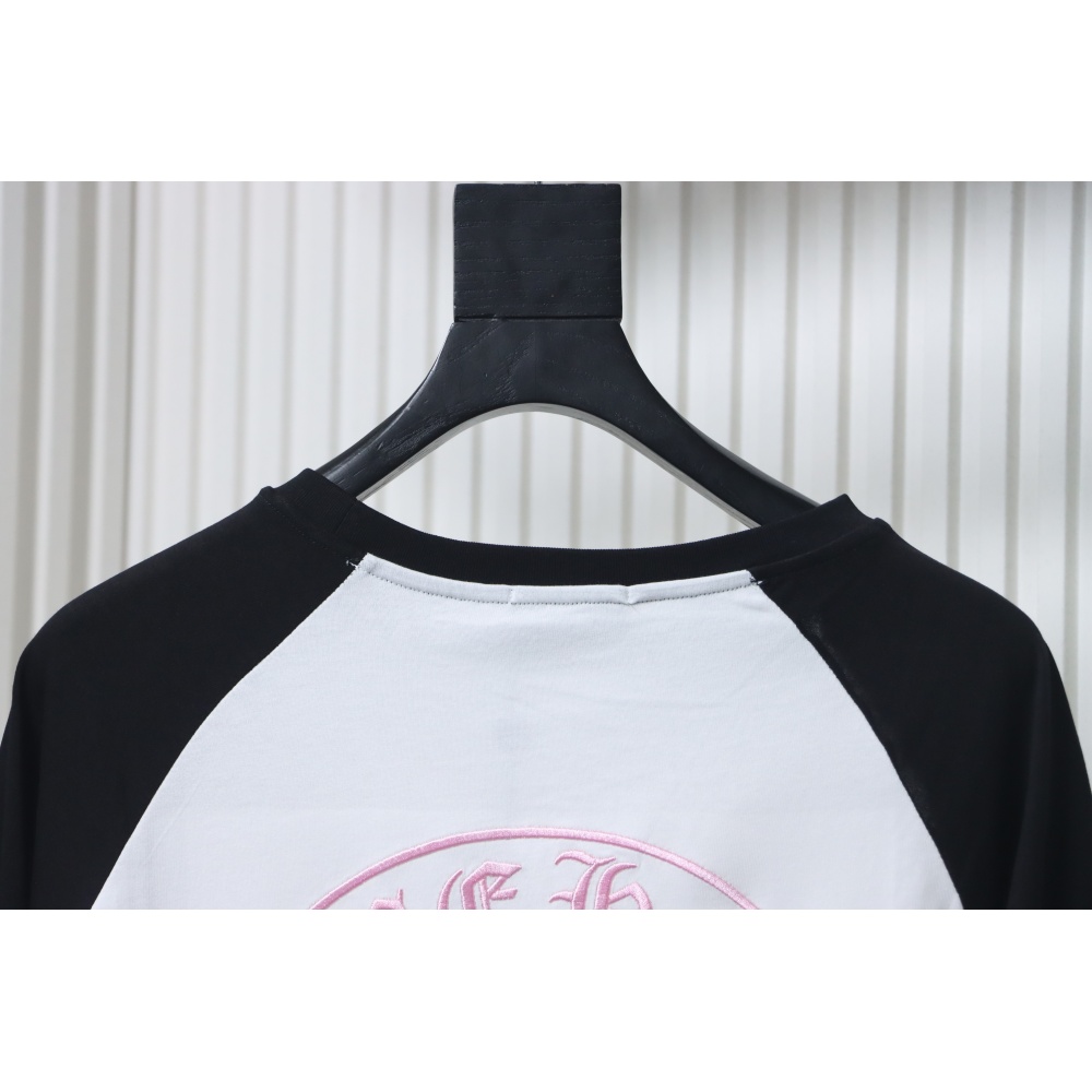 Chrome Hearts Pink Cross Embroidery Long Sleeve Shirt  Black And White