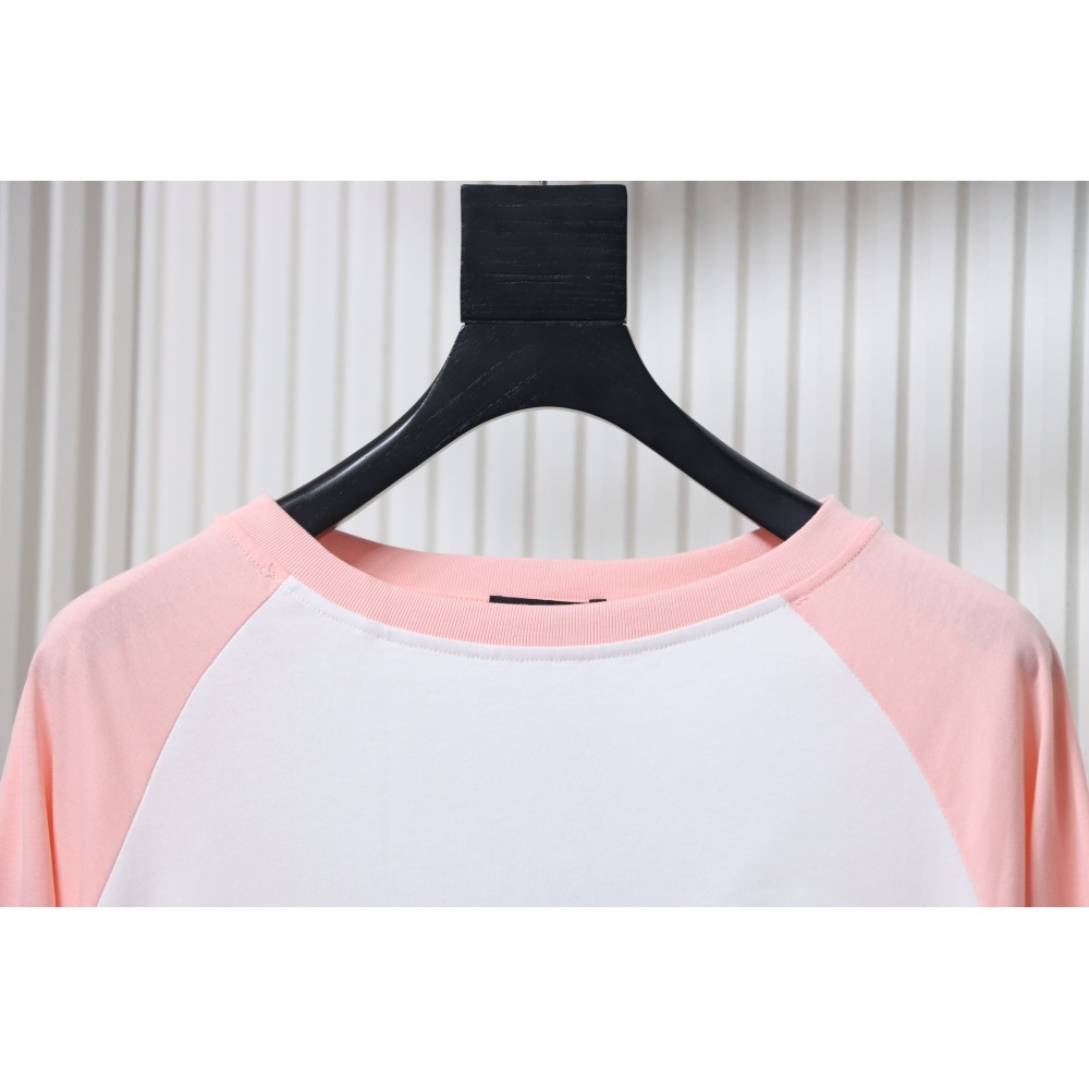 Chrome Hearts Pink Cross Embroidery Long Sleeve Shirt  Pink And White