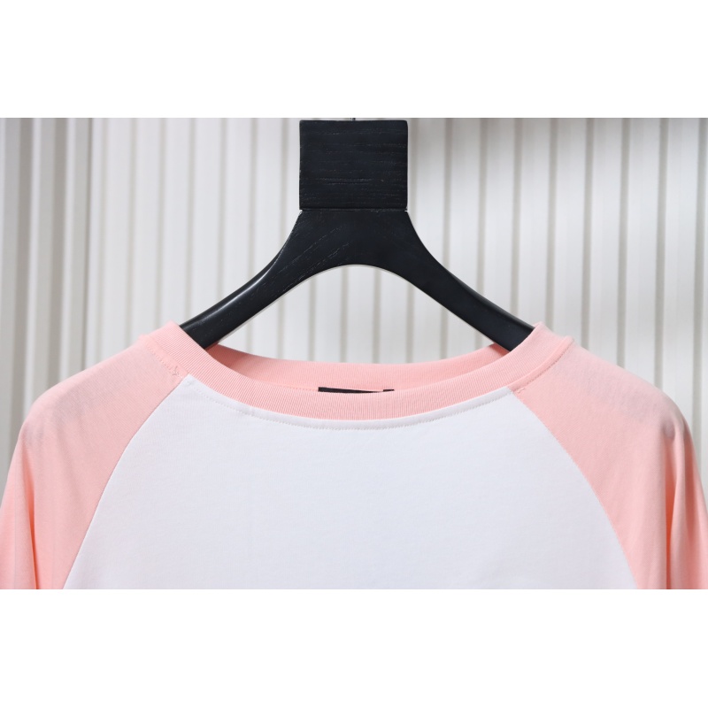 Chrome Hearts Pink Cross Embroidery Long Sleeve Shirt  Pink And White