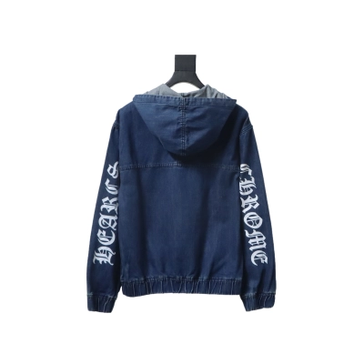Chrome Heart Half Zipped Denim Hoodie Indigo 02