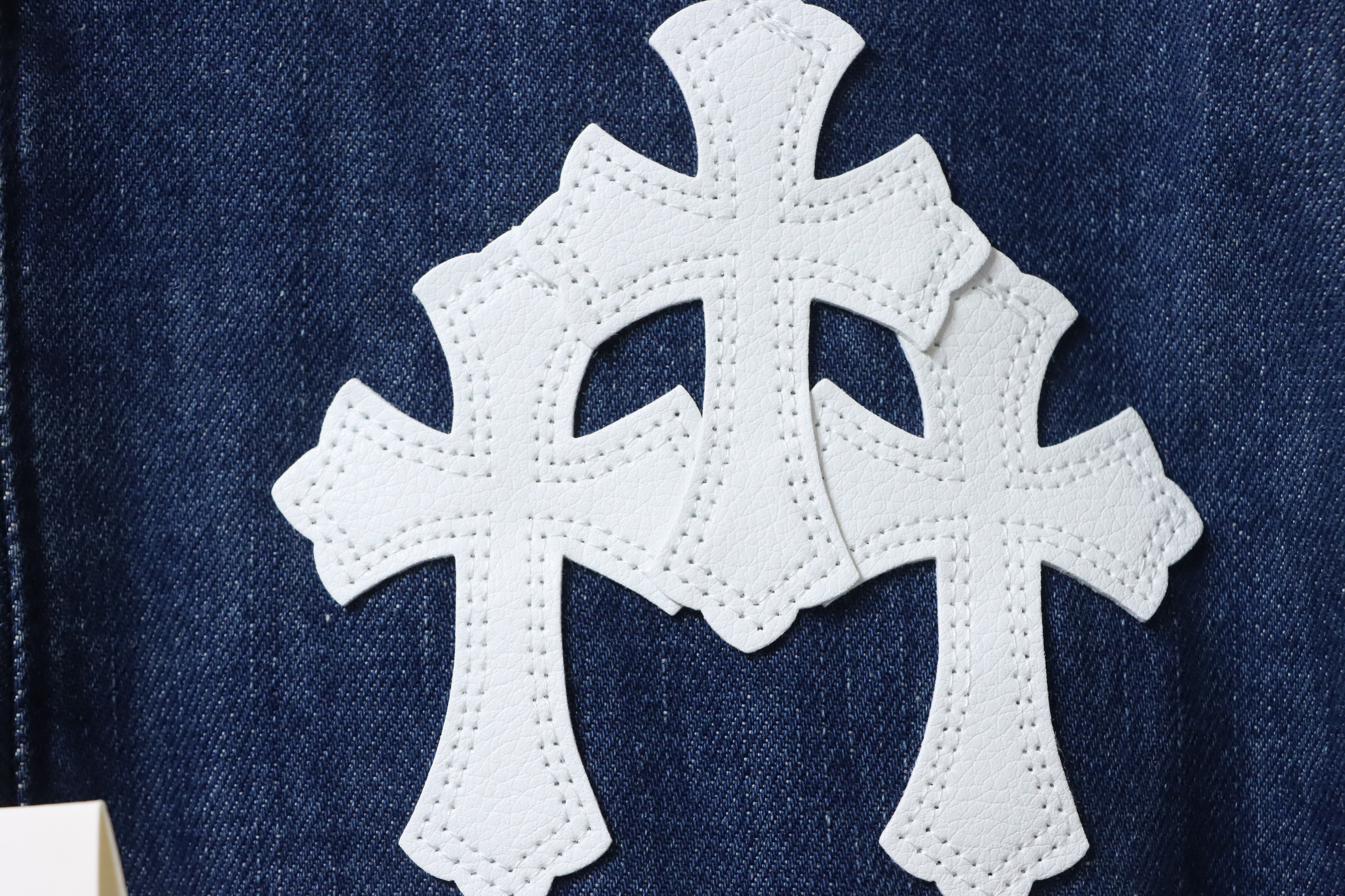 Chrome Heart Half Zipped Denim Jacket Indigo