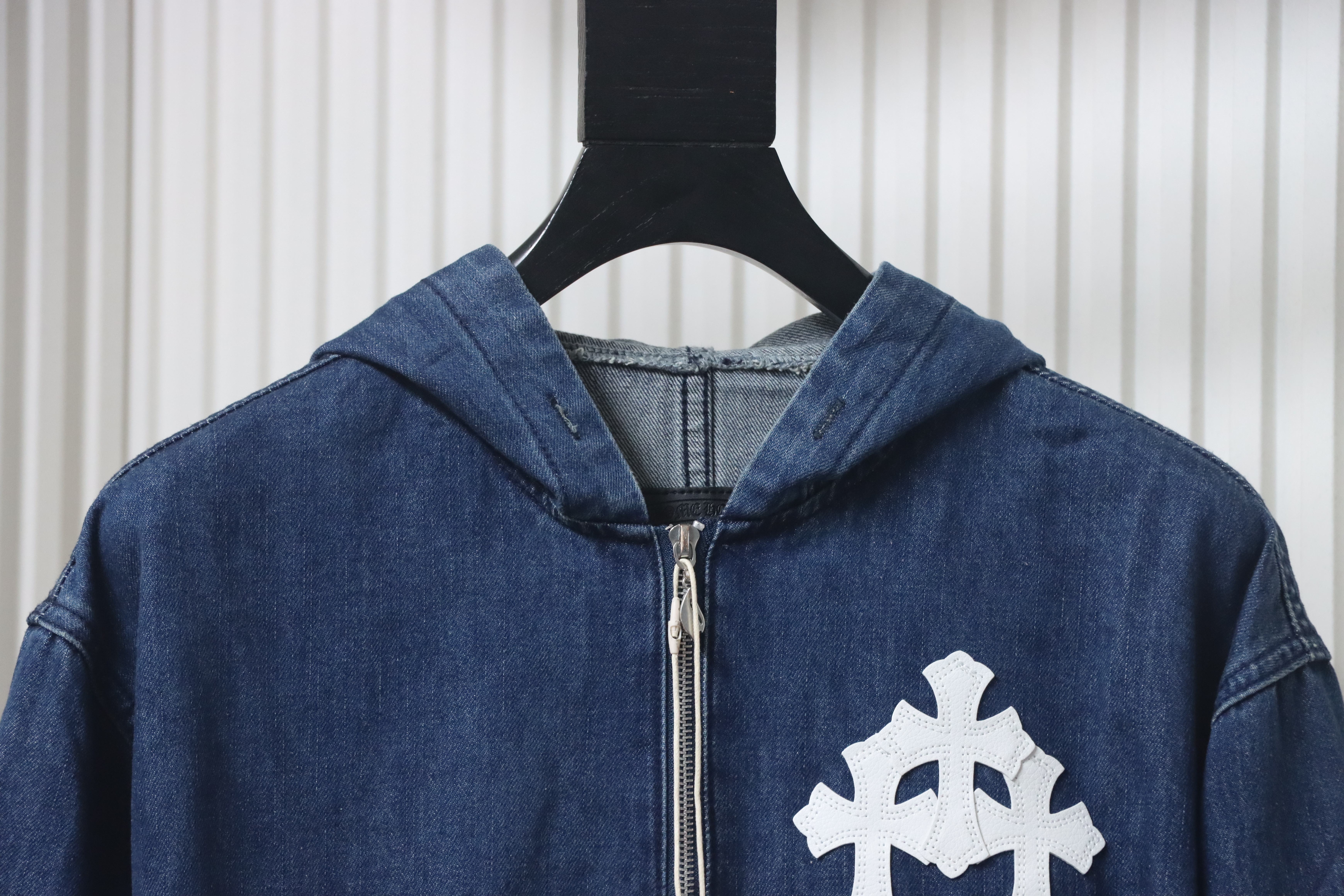 Chrome Heart Half Zipped Denim Jacket Indigo