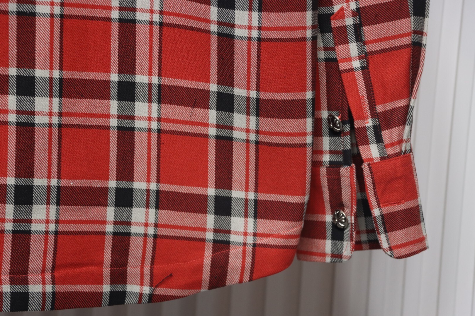 Chrome Hearts Red Plaid Sleeve Print Shirt 