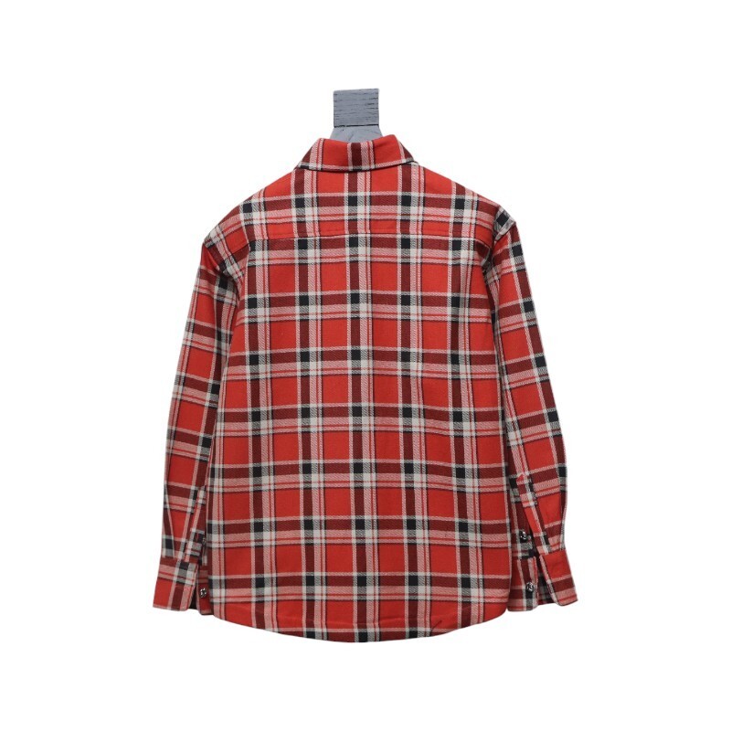 Chrome Hearts Red Plaid Sleeve Print Shirt 