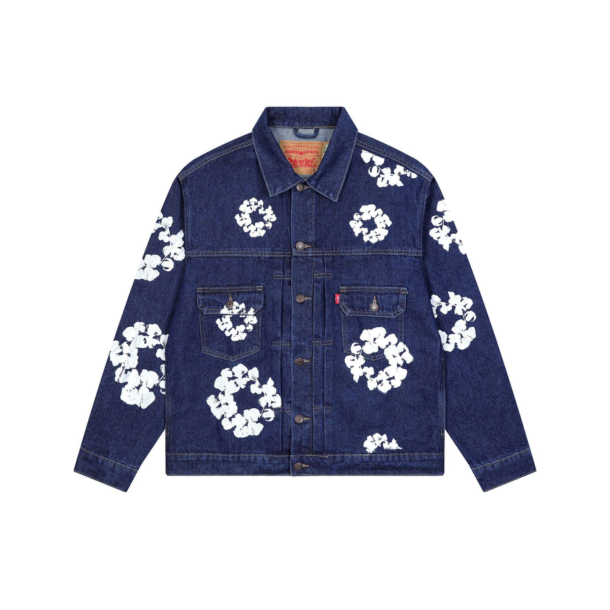Denim Tears Type-2 All Over Wreath Jacket Navy Blue