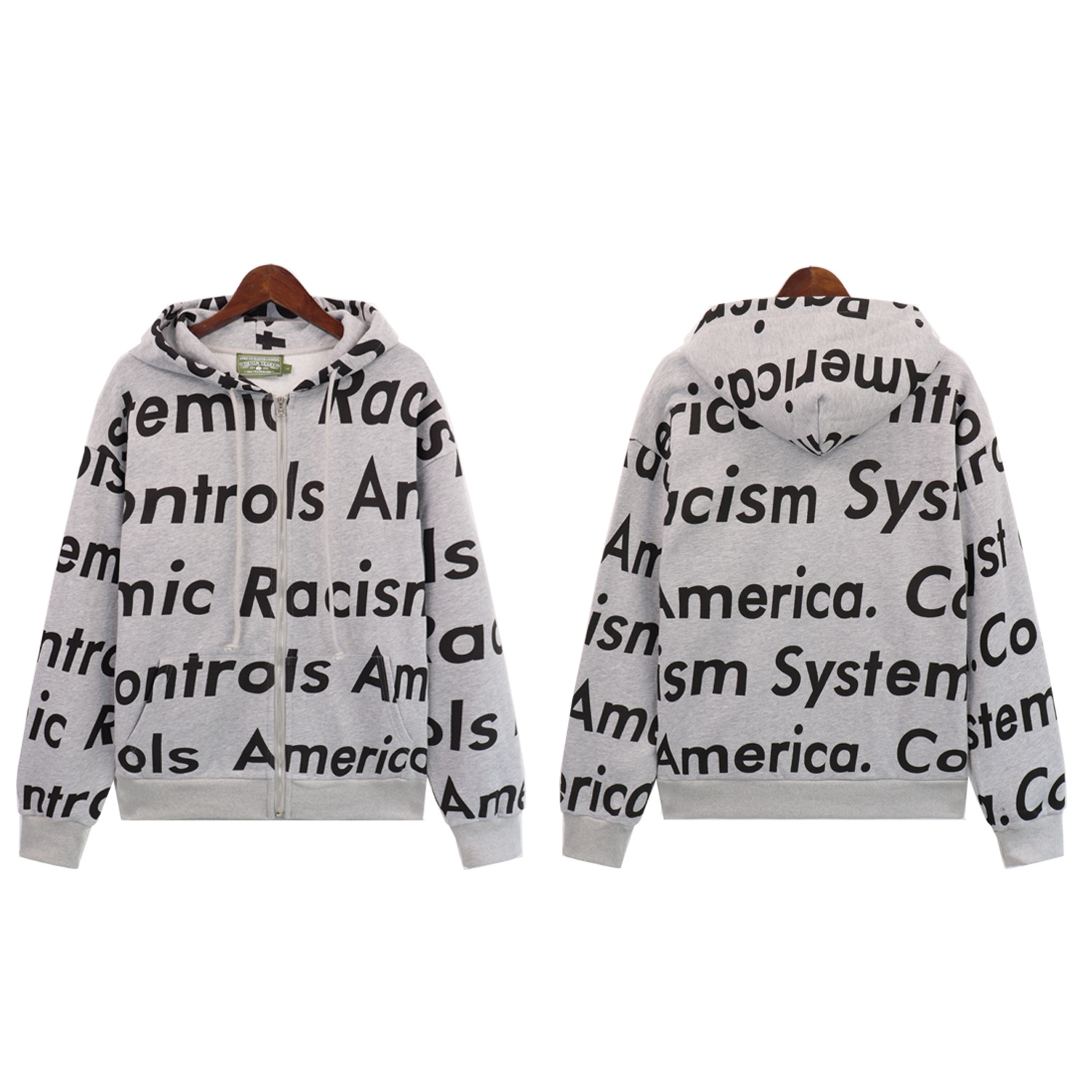 Denim Tears x Arthur Jafa Systemic Racism Controls America Zip Up Hoodie #6025 Red/Black/Blue/Gray