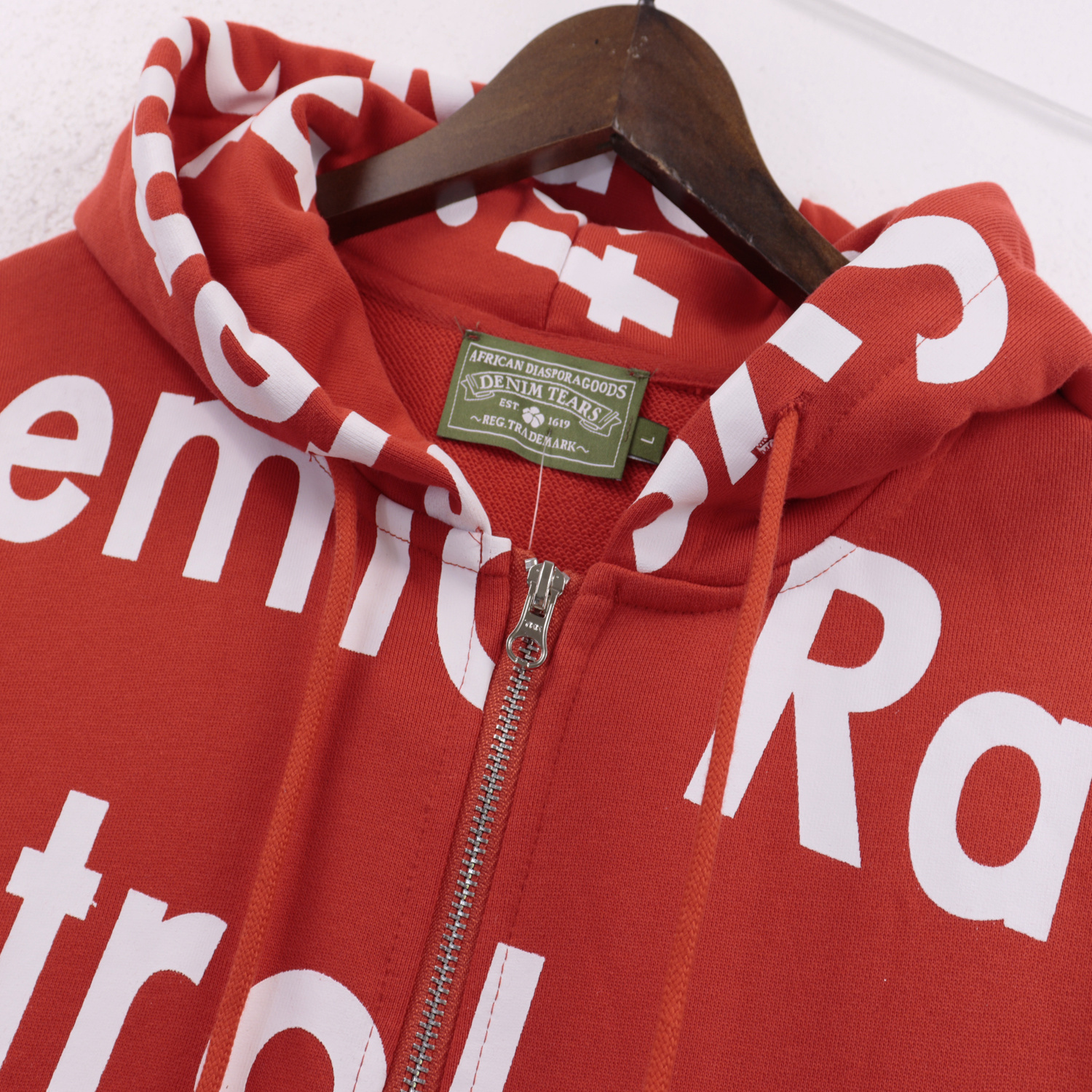 Denim Tears x Arthur Jafa Systemic Racism Controls America Zip Up Hoodie #6025 Red/Black/Blue/Gray