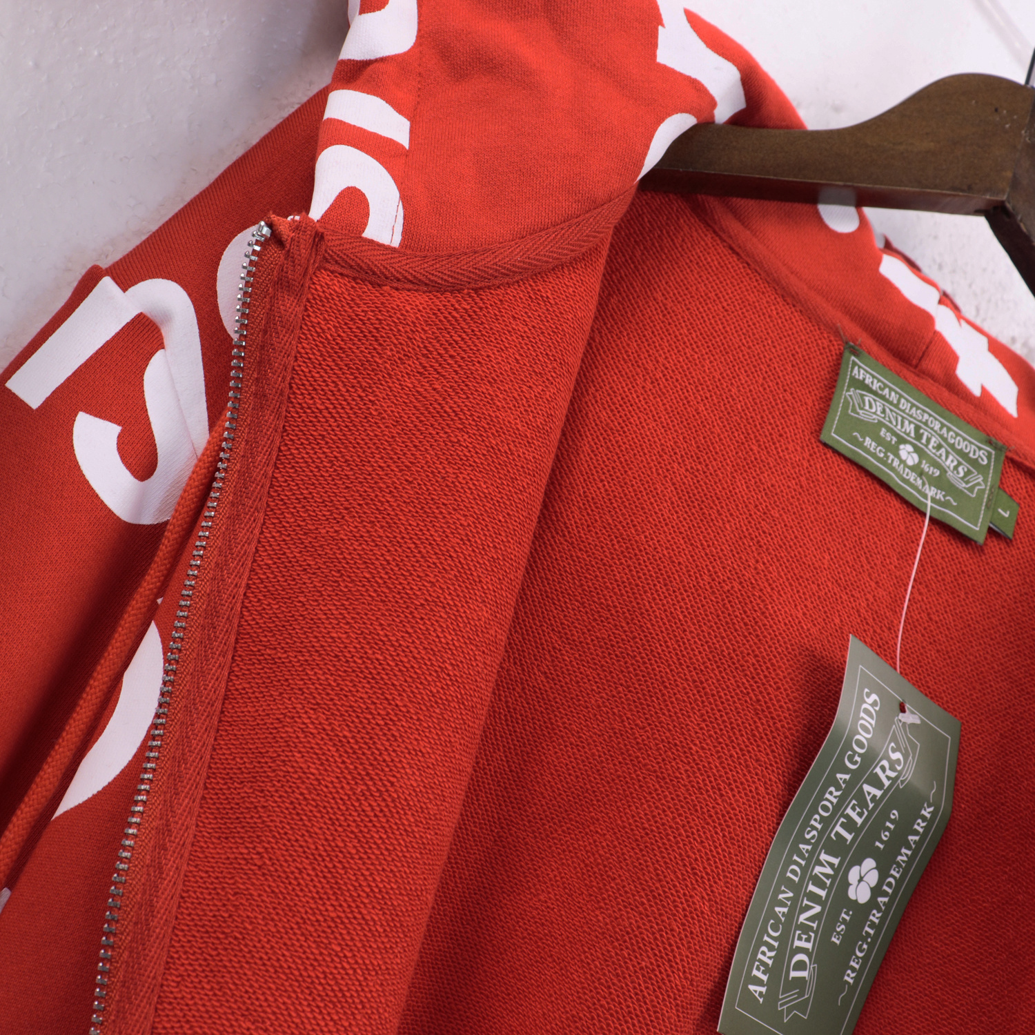 Denim Tears x Arthur Jafa Systemic Racism Controls America Zip Up Hoodie #6025 Red/Black/Blue/Gray